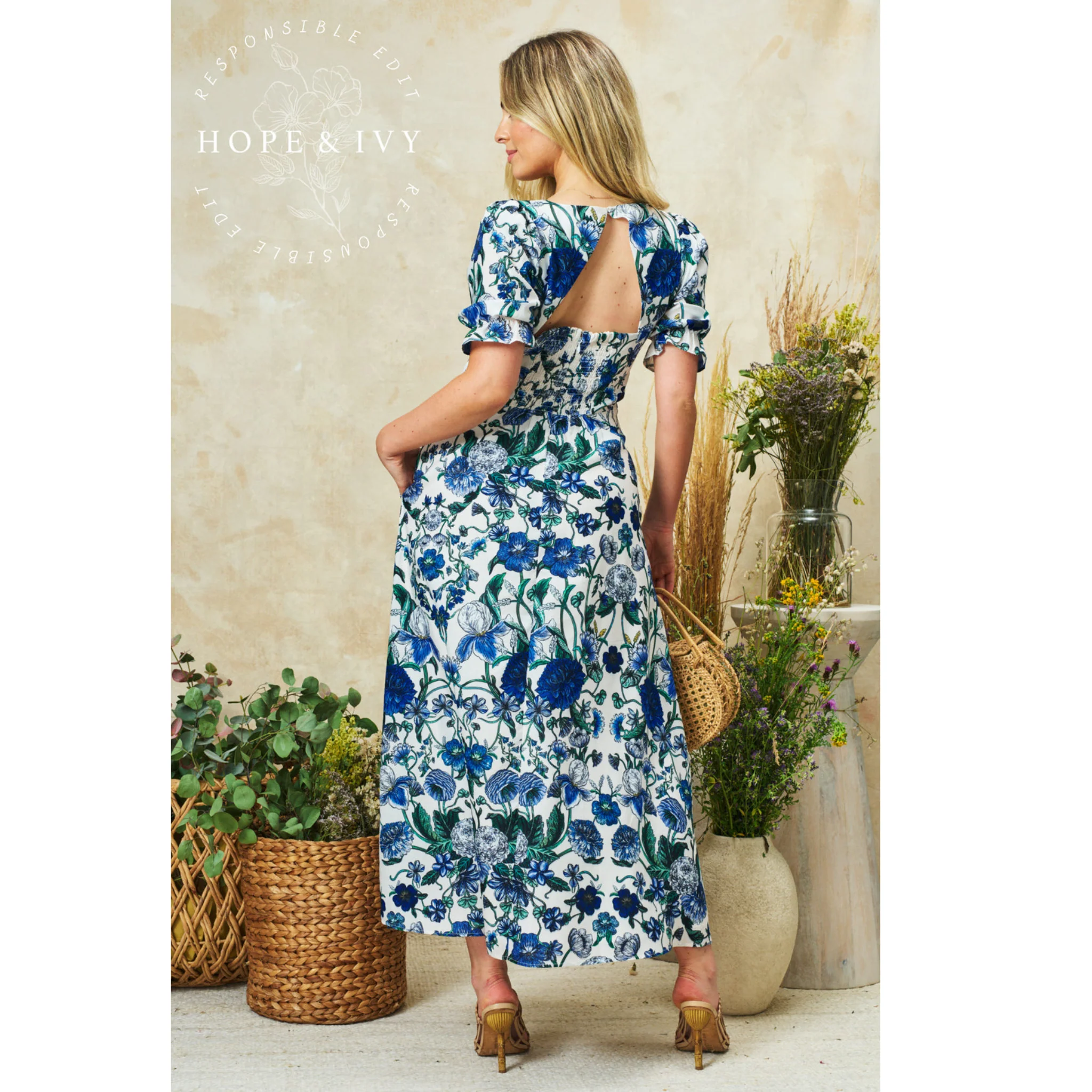Womens Hope & Ivy Blue/White Debora Dress - Image 4