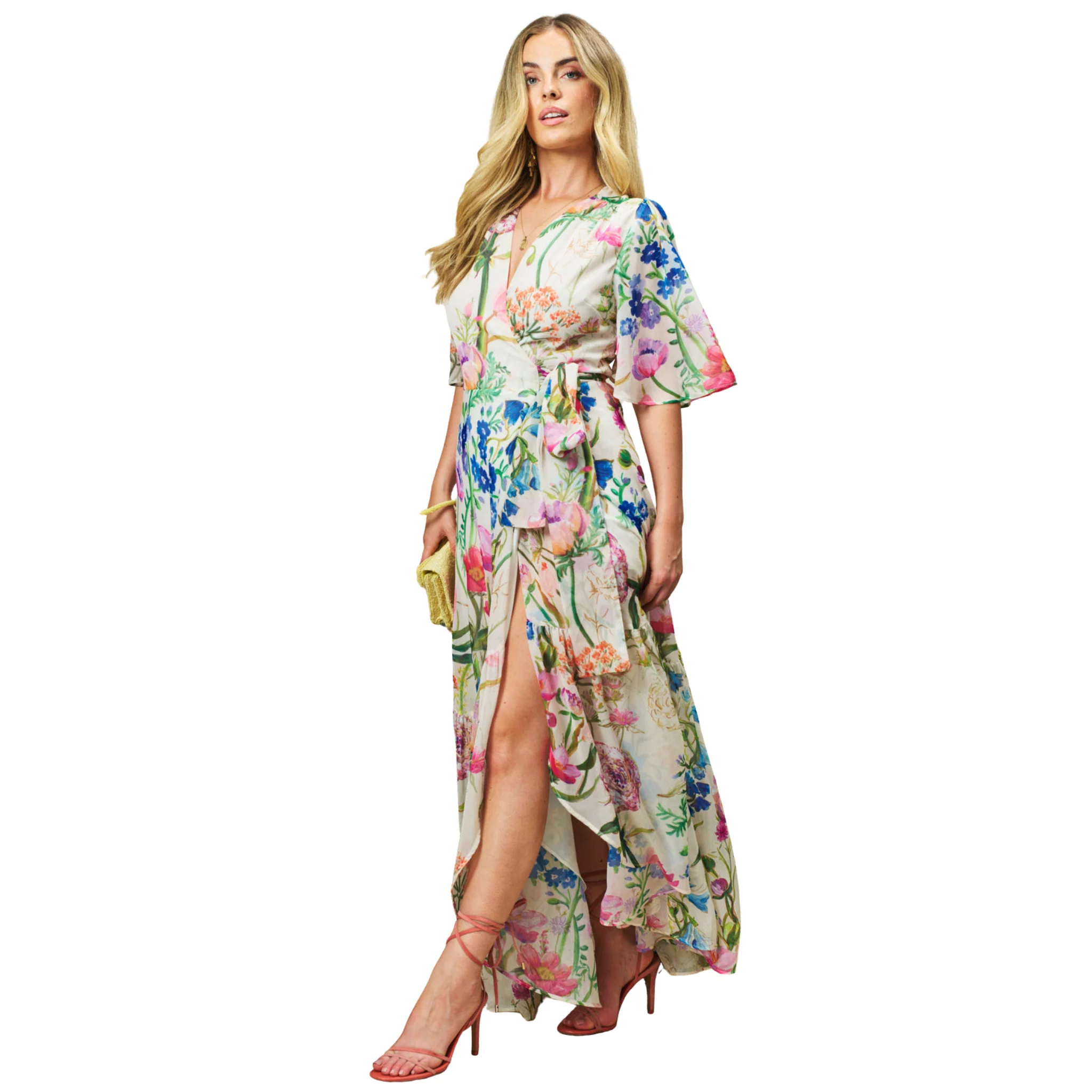 Womens Hope & Ivy Cream Multi Michelle Wrap Dress - Image 2