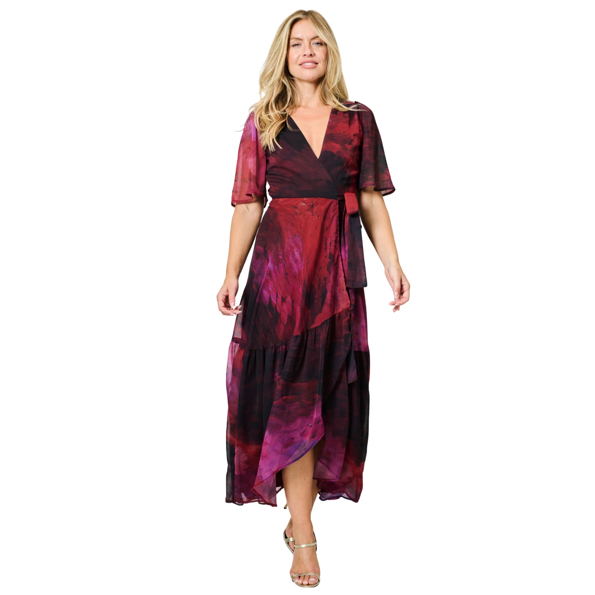Womens Hope & Ivy Dark Pink The Gaia Wrap Dress - Image 2