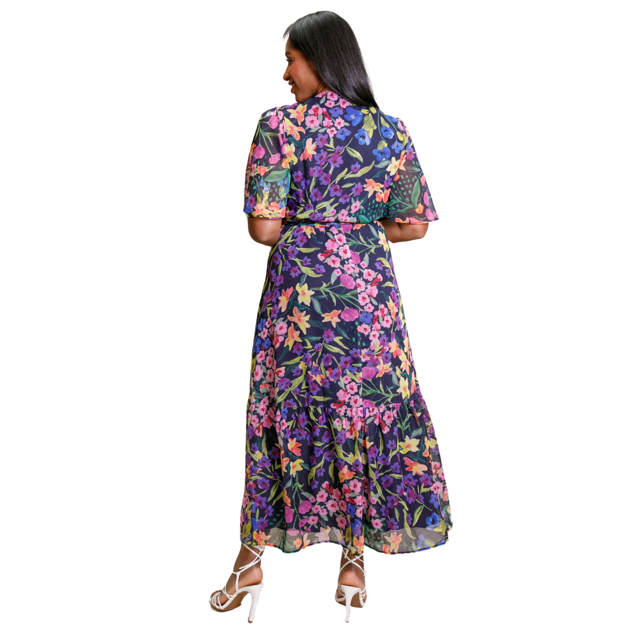 Womens Hope & Ivy Navy Multi The Nesta Wrap Dress - Image 4