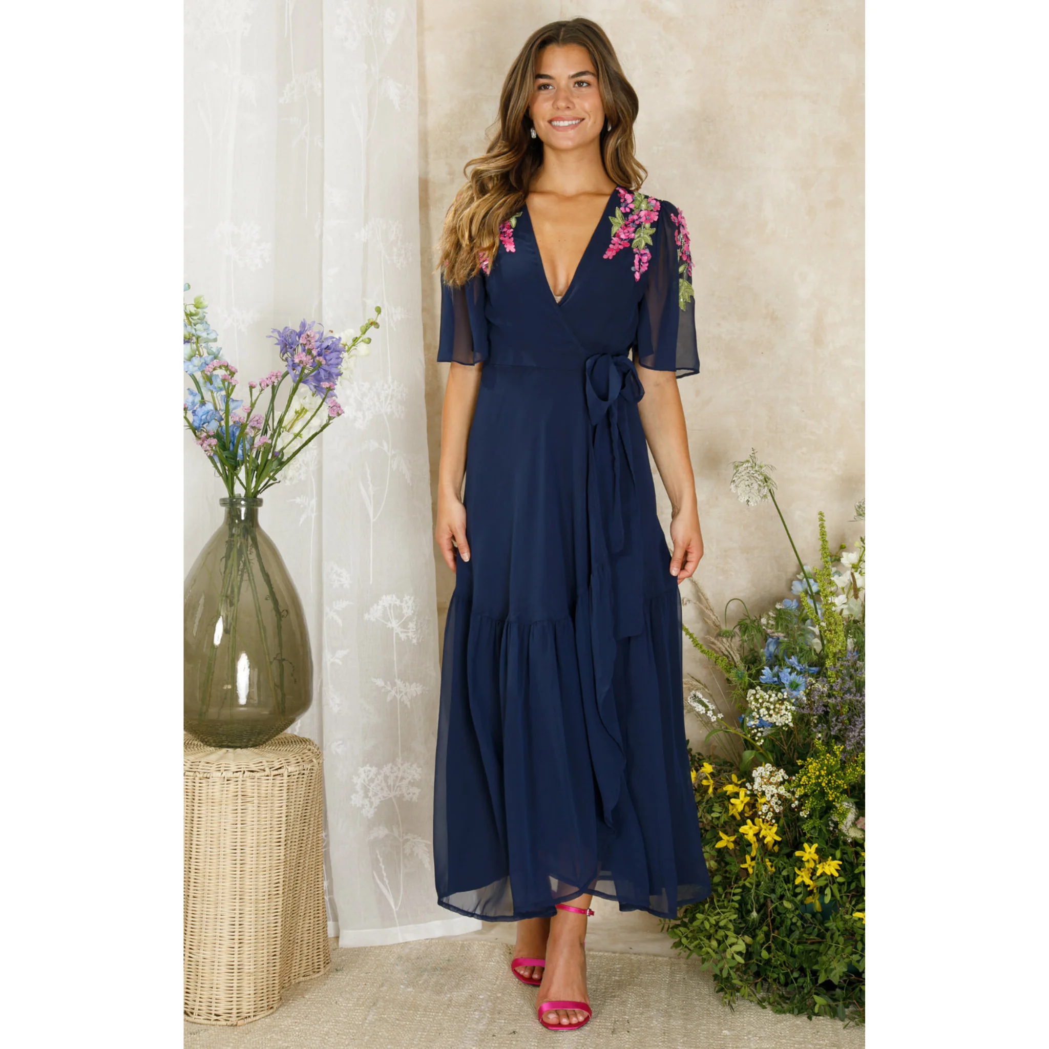 Womens Hope & Ivy Navy The Grace Wrap Dress - Image 3