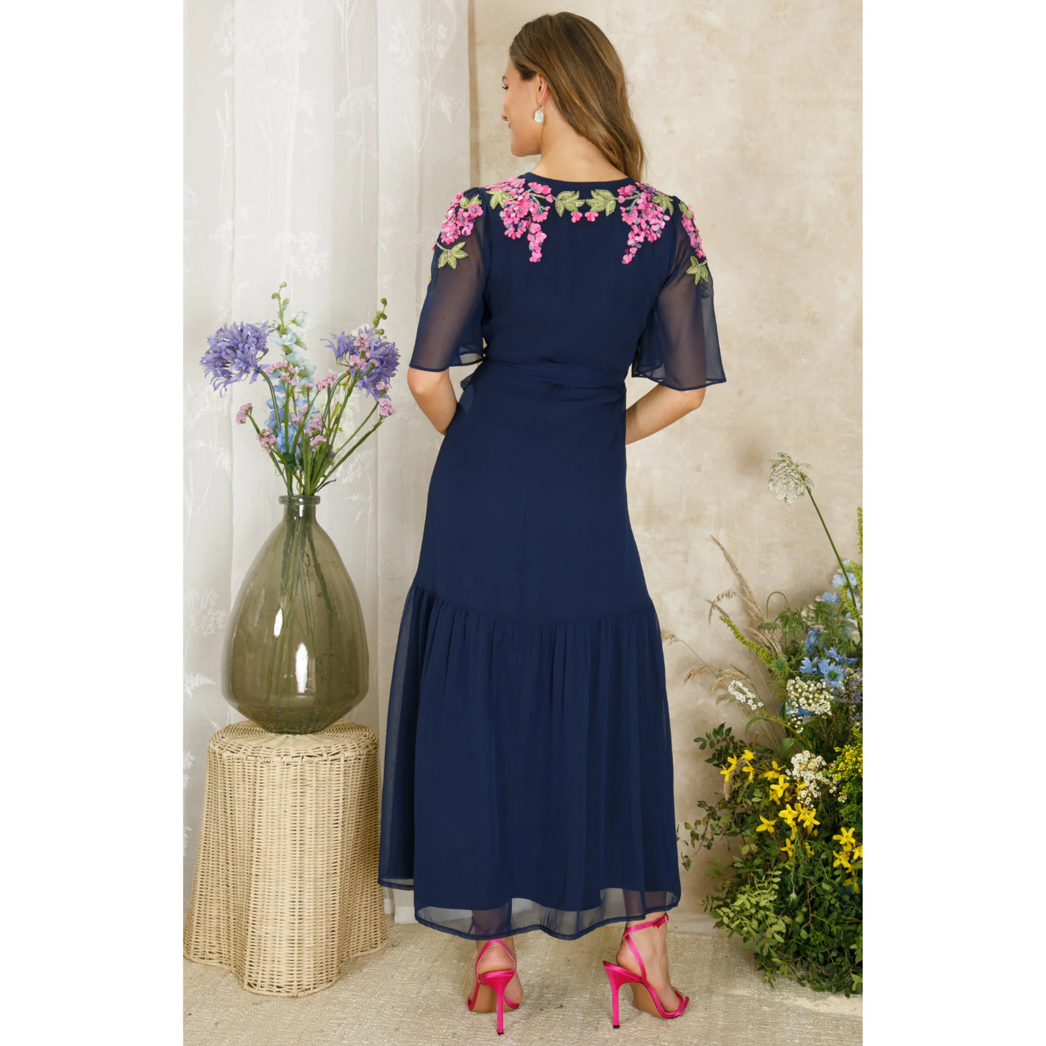 Womens Hope & Ivy Navy The Grace Wrap Dress - Image 4