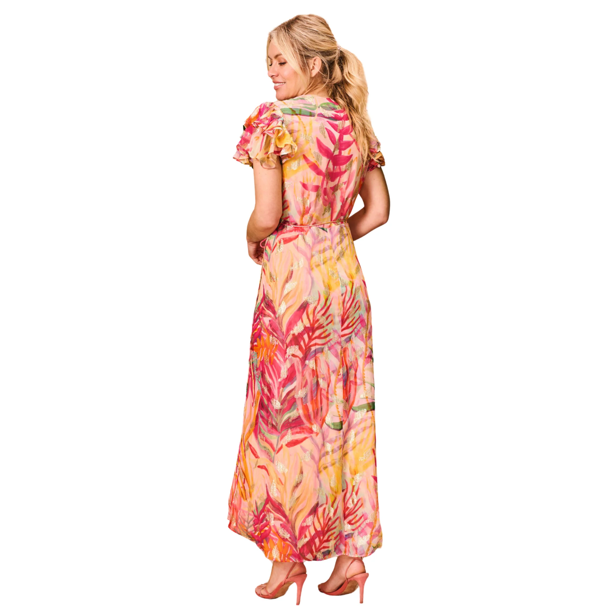 Womens Hope & Ivy Pink Multi Ulla Wrap Dress - Image 2
