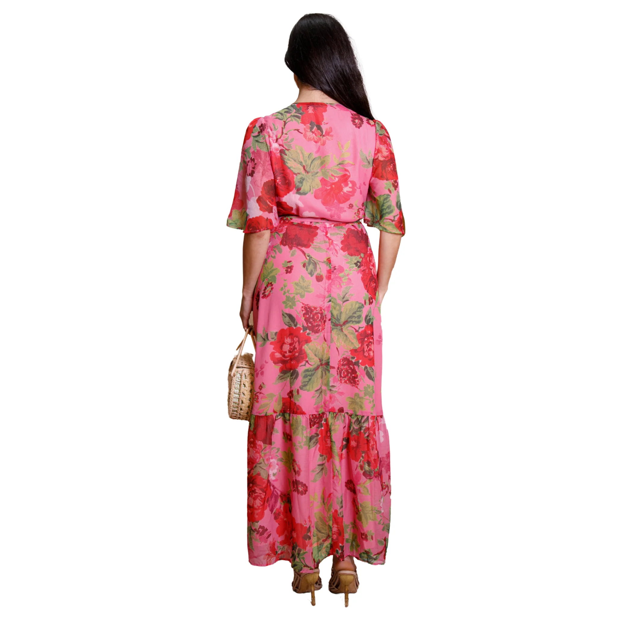 Womens Hope & Ivy Pink/Red The Roxanne Wrap Dress - Image 3