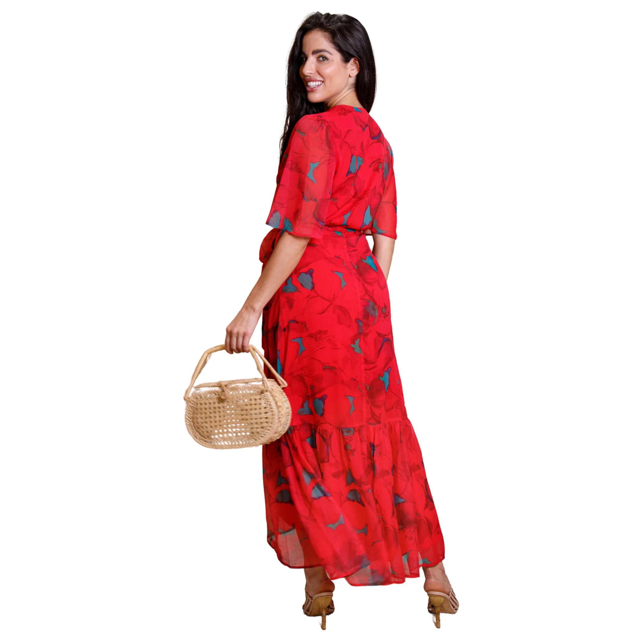 Womens Hope & Ivy Red The Delia Wrap Dress - Image 2