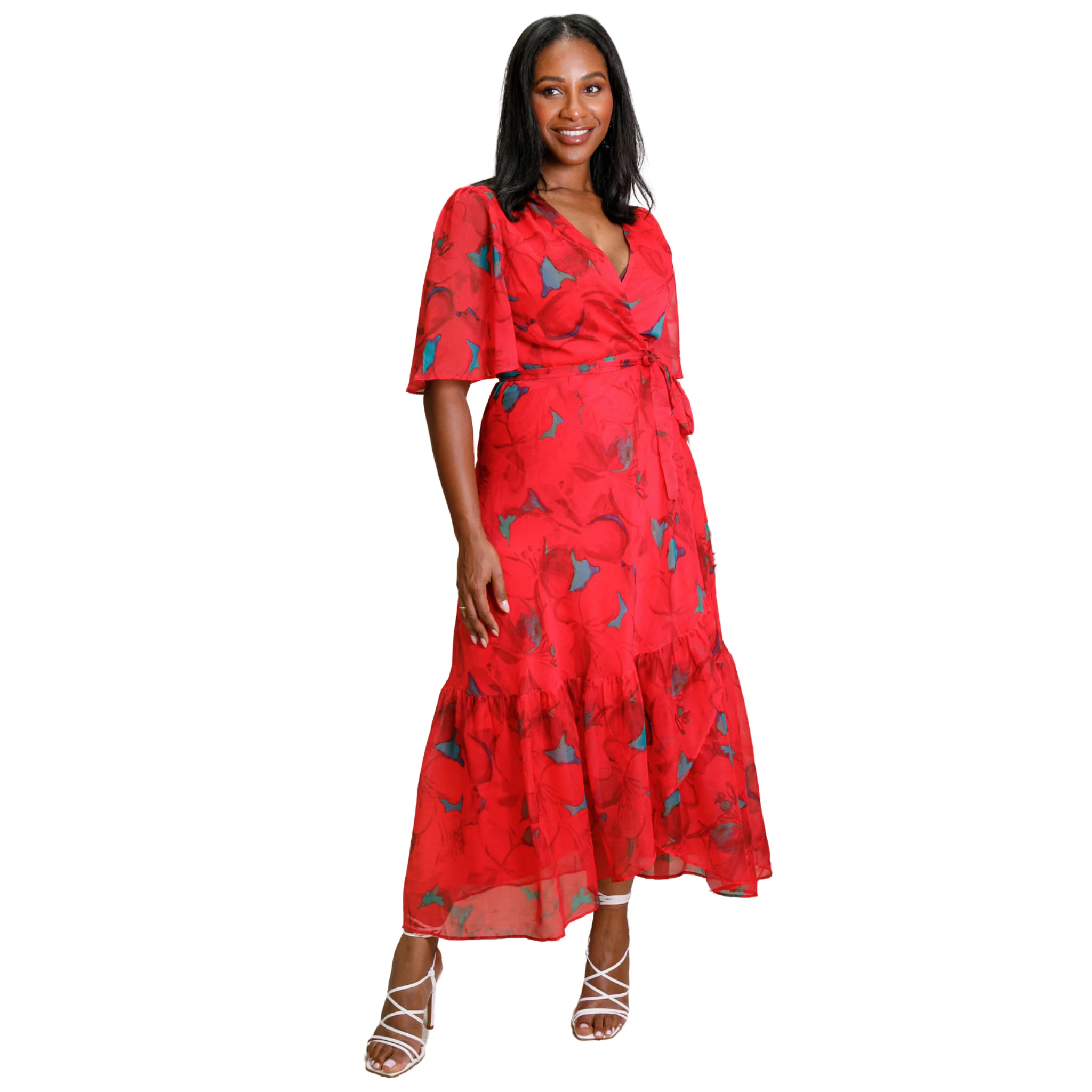 Womens Hope & Ivy Red The Delia Wrap Dress - Image 3