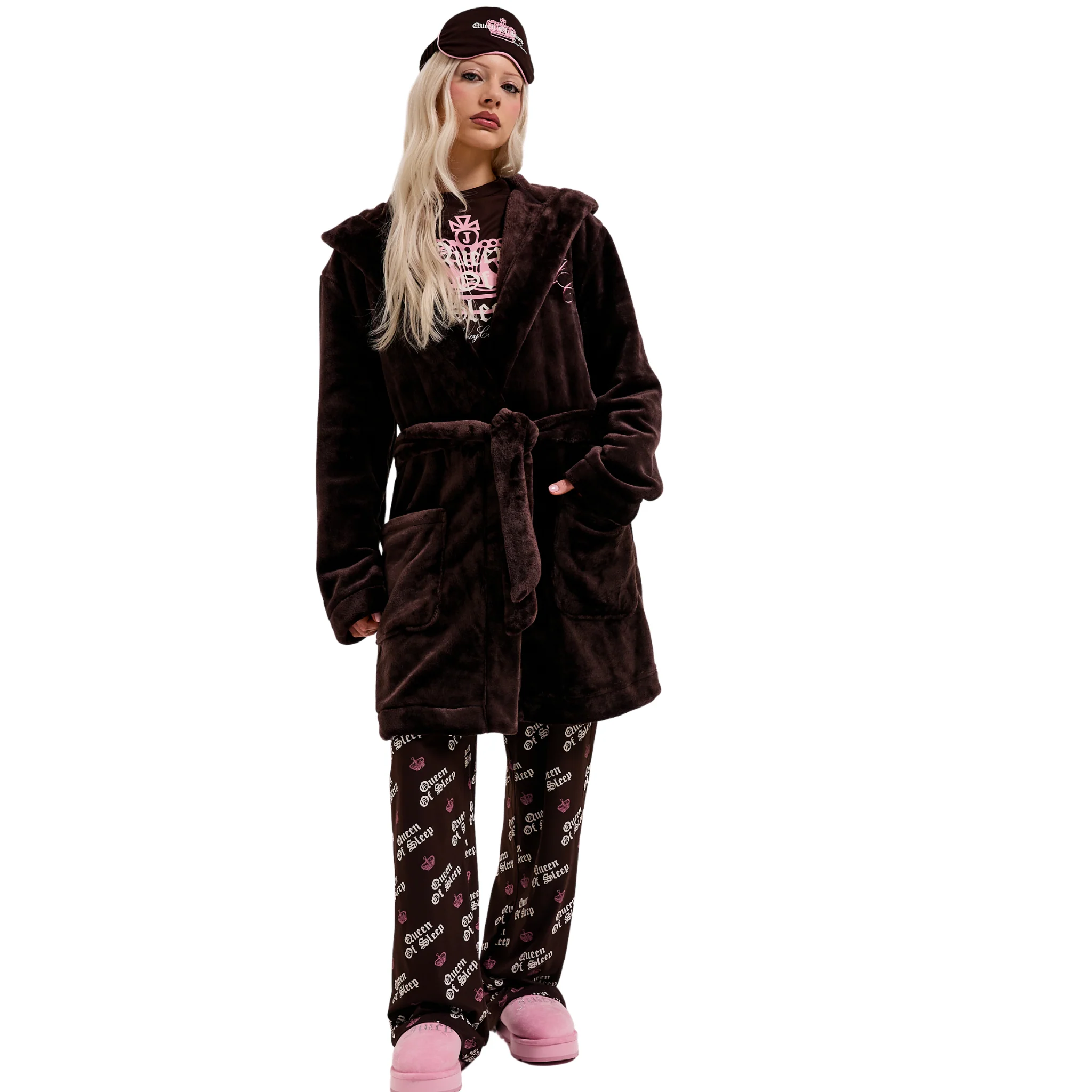 Womens Juicy Couture Java Crown Plush Hooded Robe - Image 3