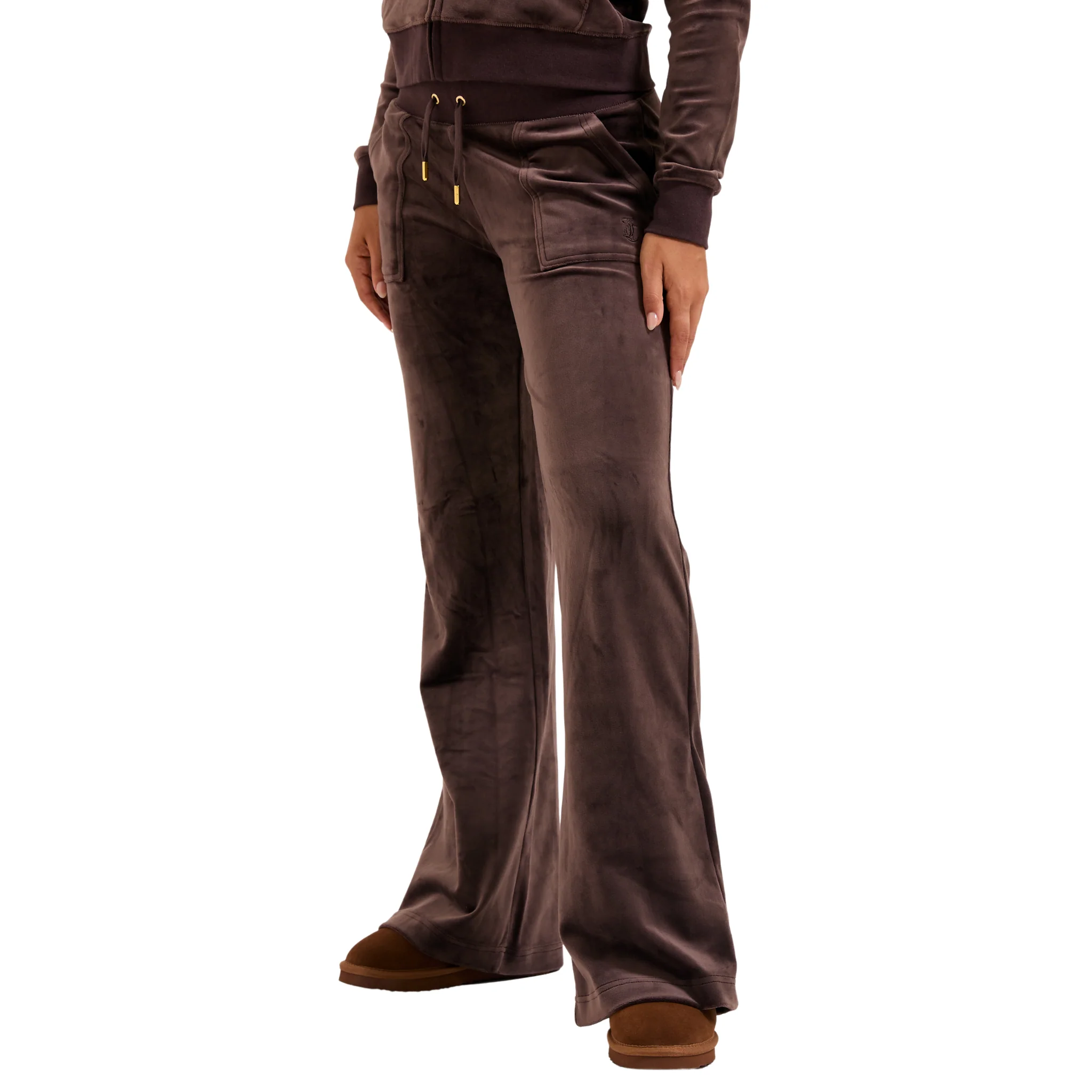 Womens Juicy Couture Java Layla Gold Velour Pants - Image 4