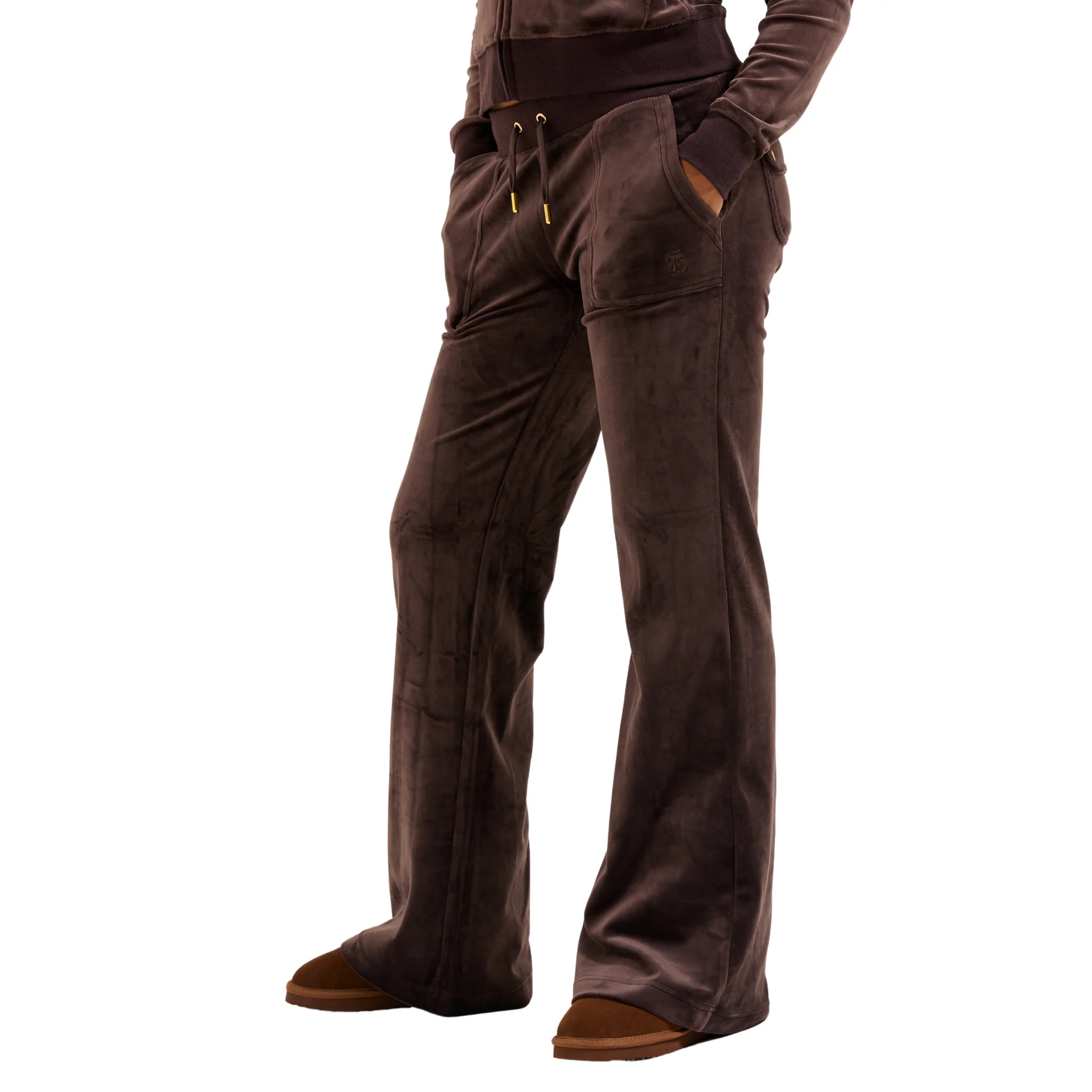 Womens Juicy Couture Java Layla Gold Velour Pants - Image 5