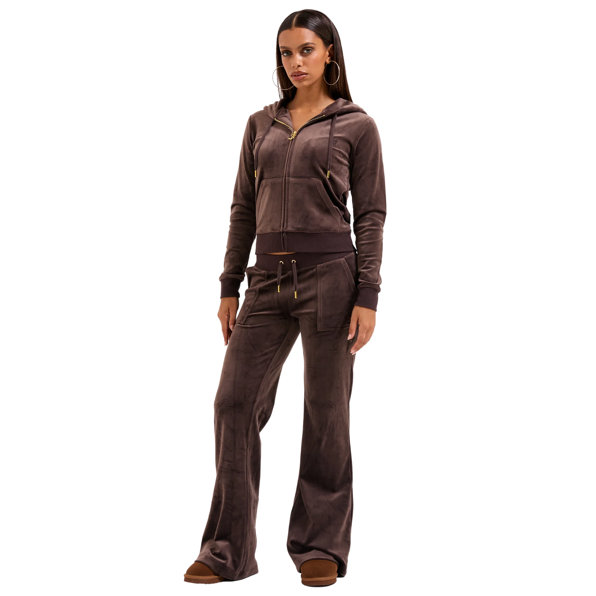 Womens Juicy Couture Java Robertson Gold Velour Zip Up Hoodie - Image 3