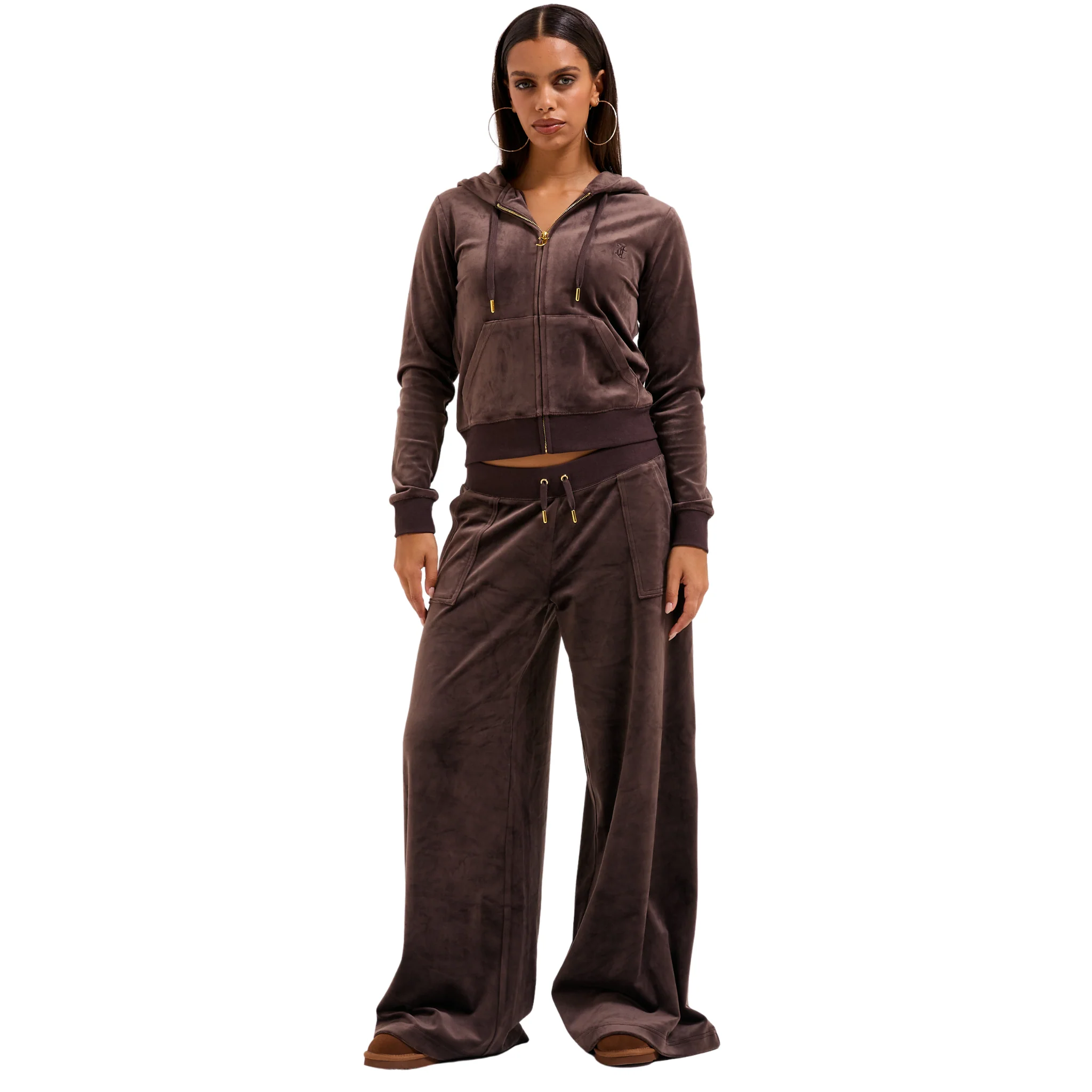 Womens Juicy Couture Java Robertson Gold Velour Zip Up Hoodie - Image 4