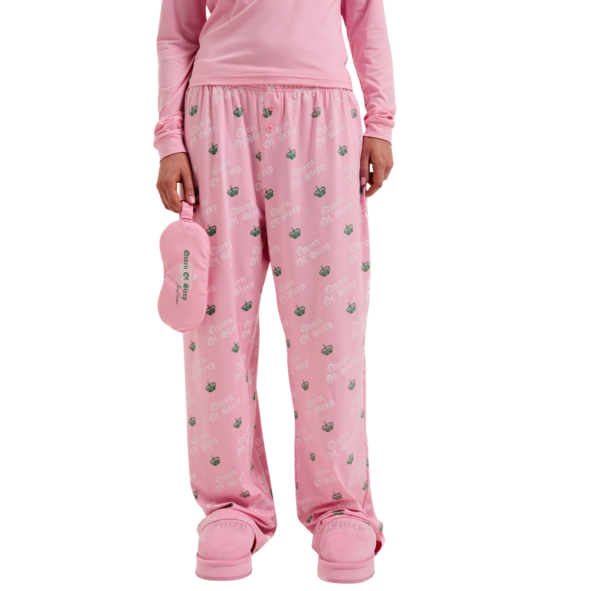 Womens Juicy Couture Pink Queen Of Sleep L/s Pyjama Set - Image 3