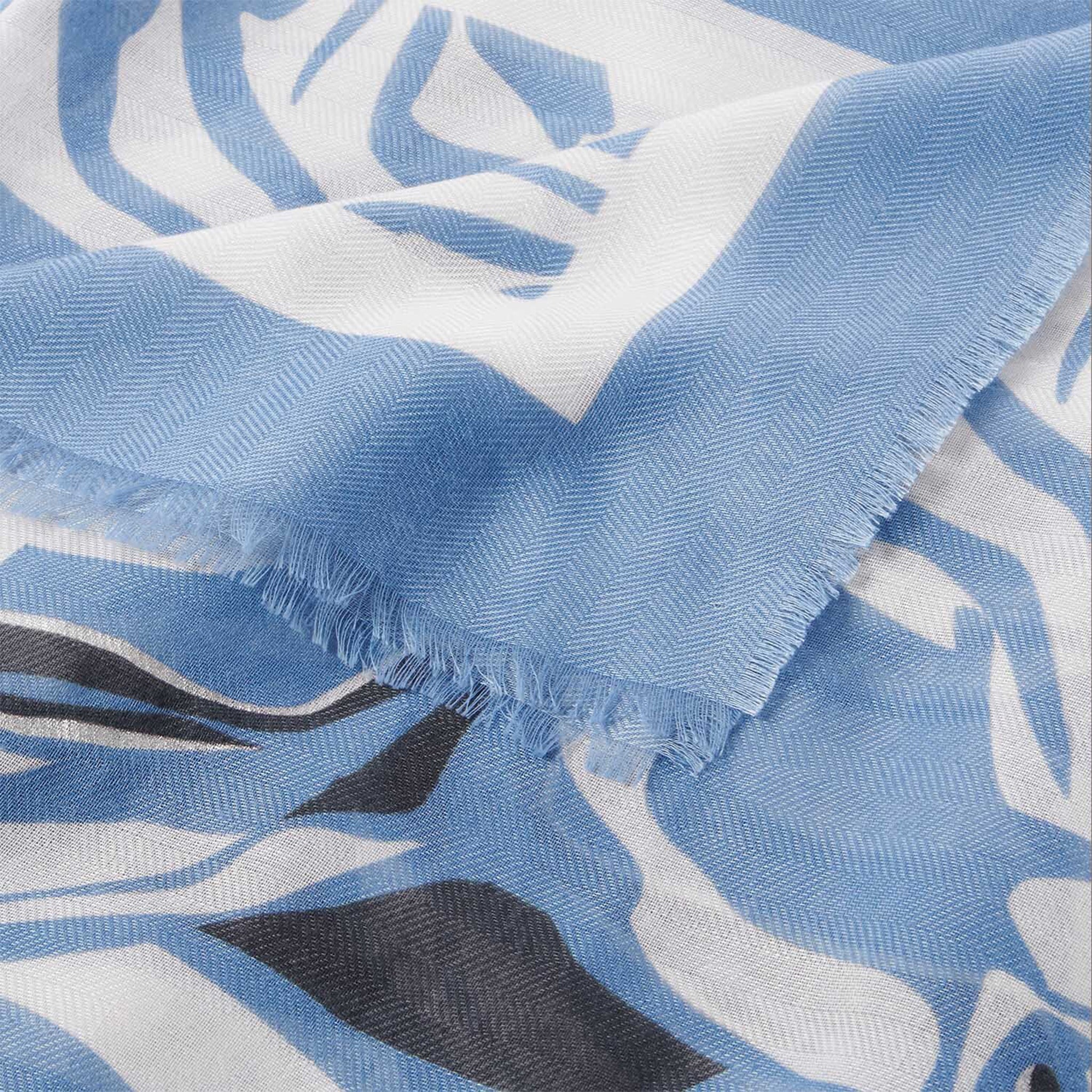 Womens Katie Loxton Cornflower Blue/Off White/Silver Blossom Foil Scarf - Image 3