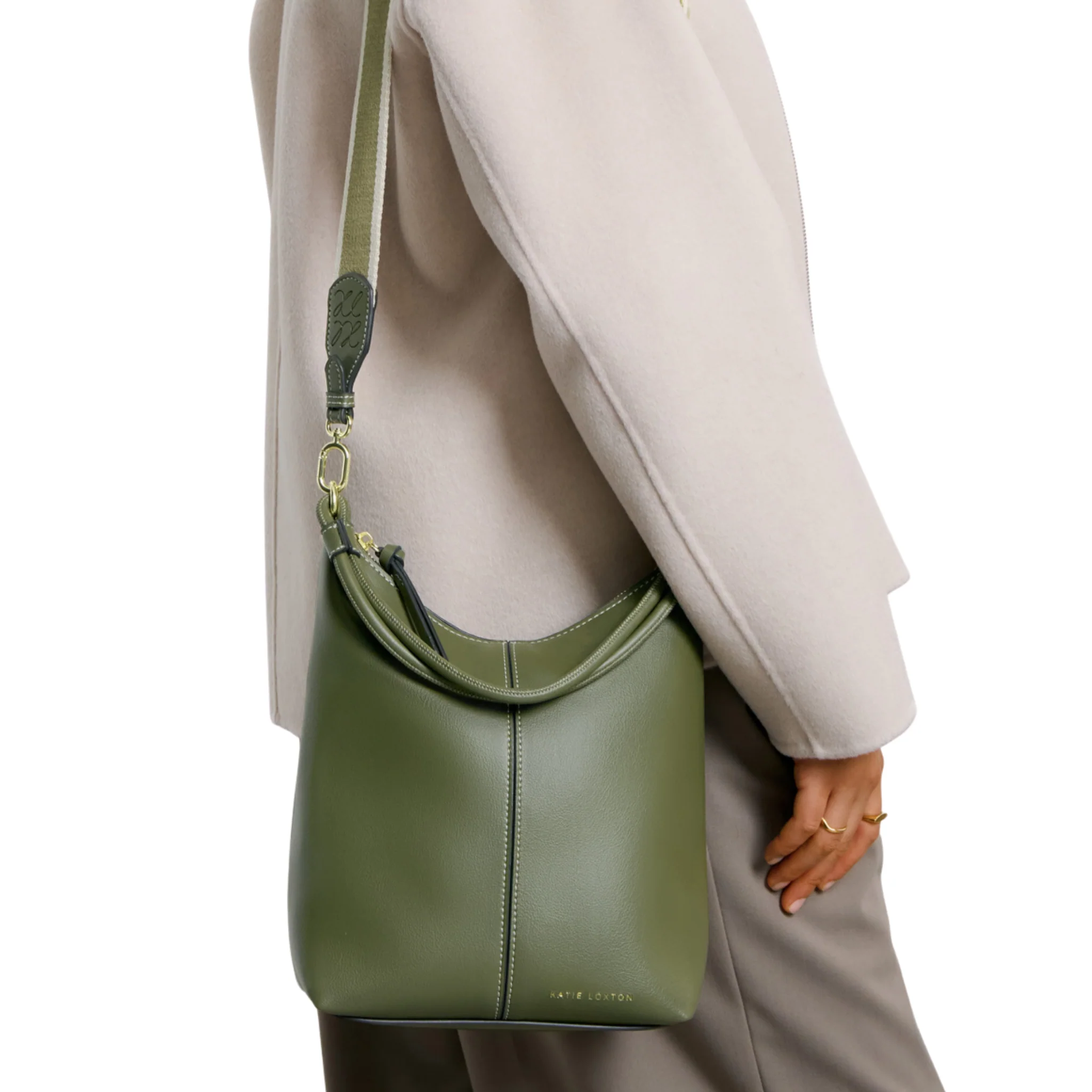 Womens Katie Loxton Khaki Hallie Satchel Bag - Image 2