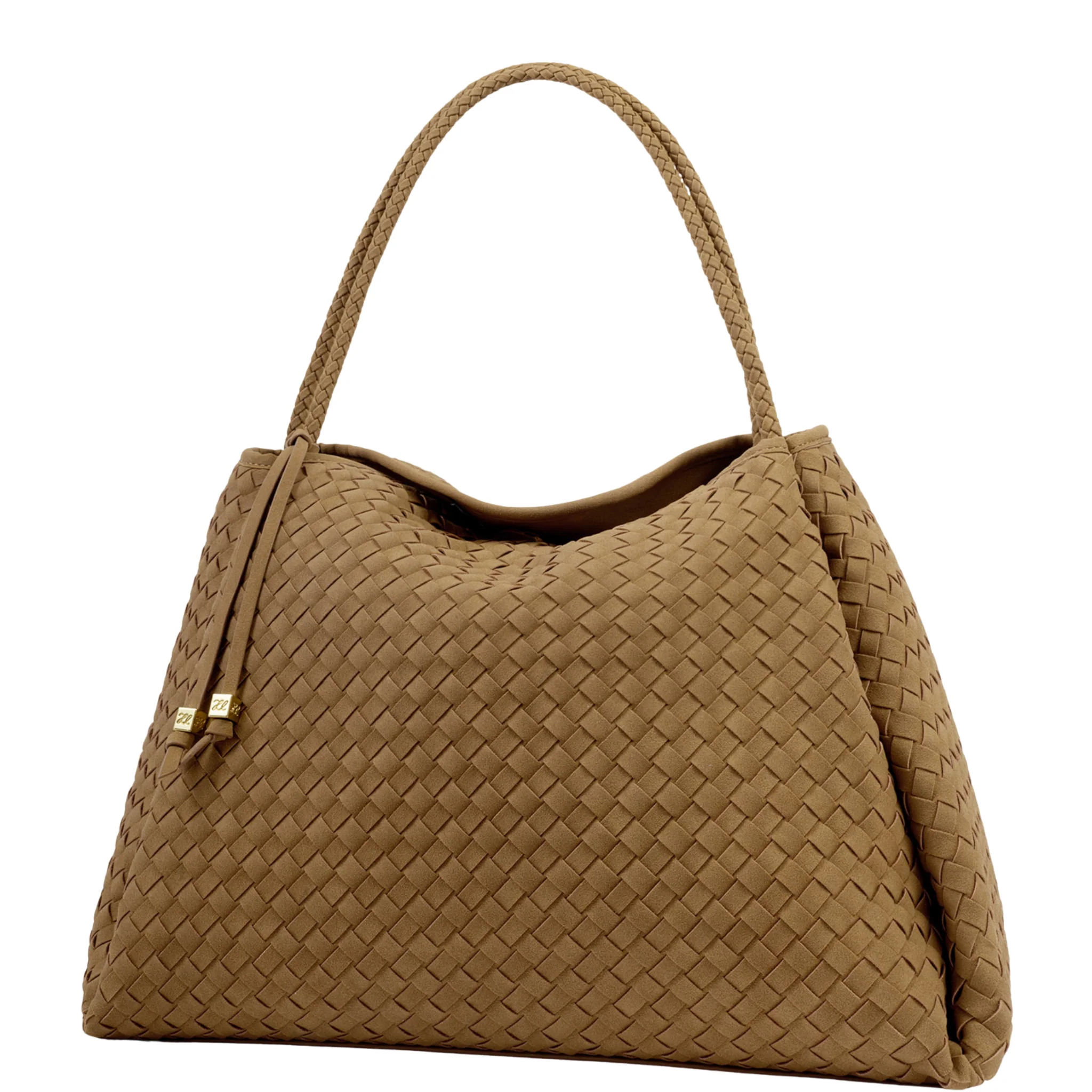 Womens Katie Loxton Light Caramel Suedette Nova Woven Large Shoulder Bag - Image 2