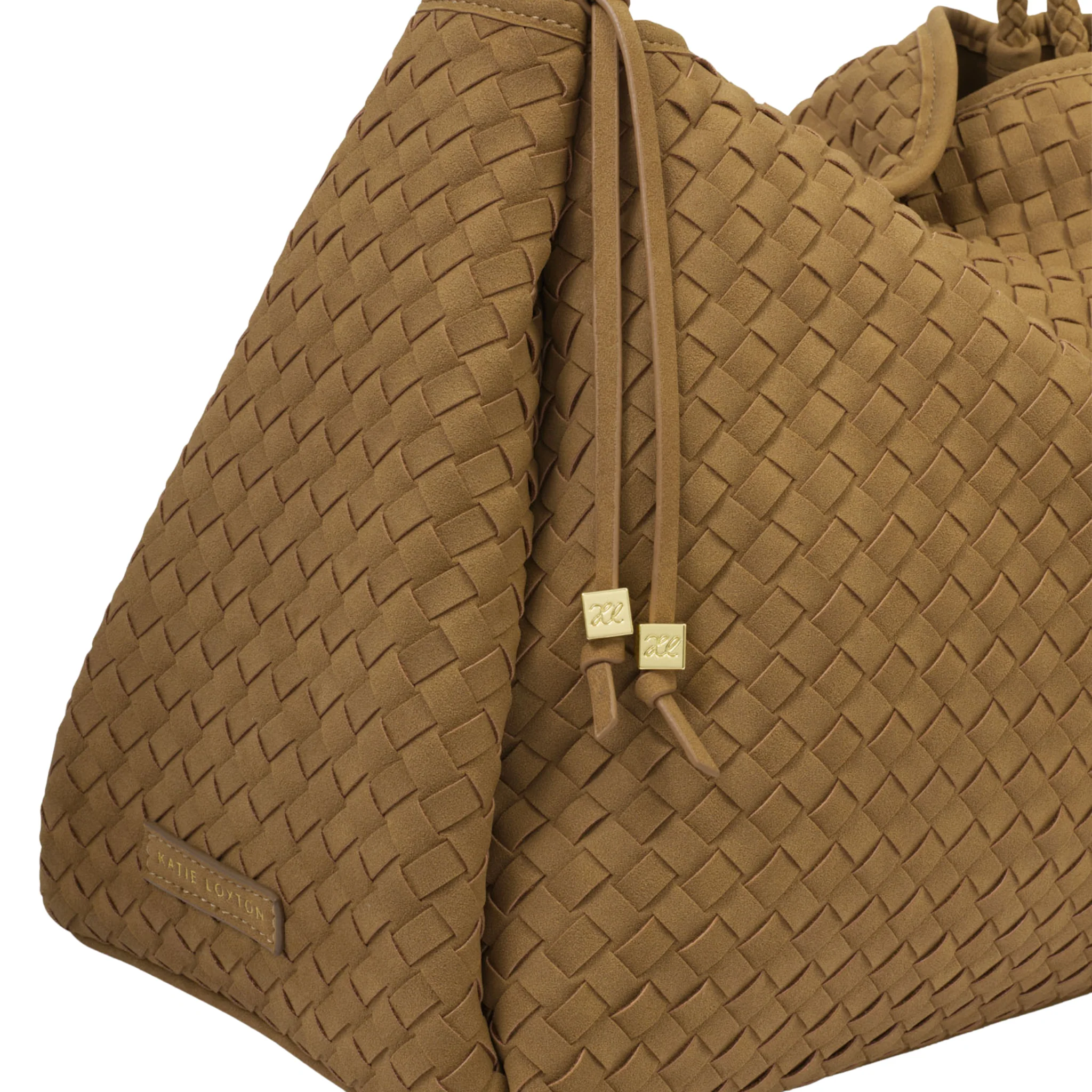 Womens Katie Loxton Light Caramel Suedette Nova Woven Large Shoulder Bag - Image 4