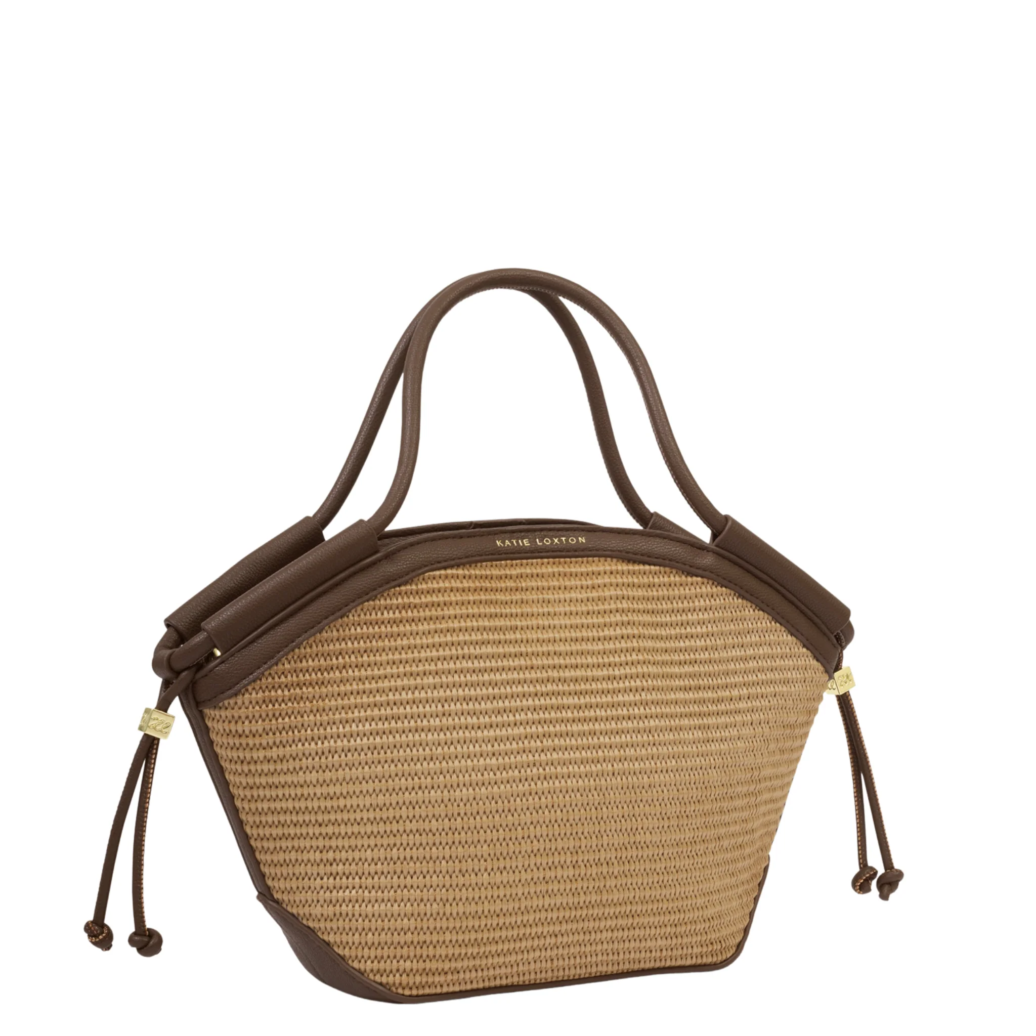 Womens Katie Loxton Natural Raffia/Bitter Choc Florence Mini Tote Bag - Image 2
