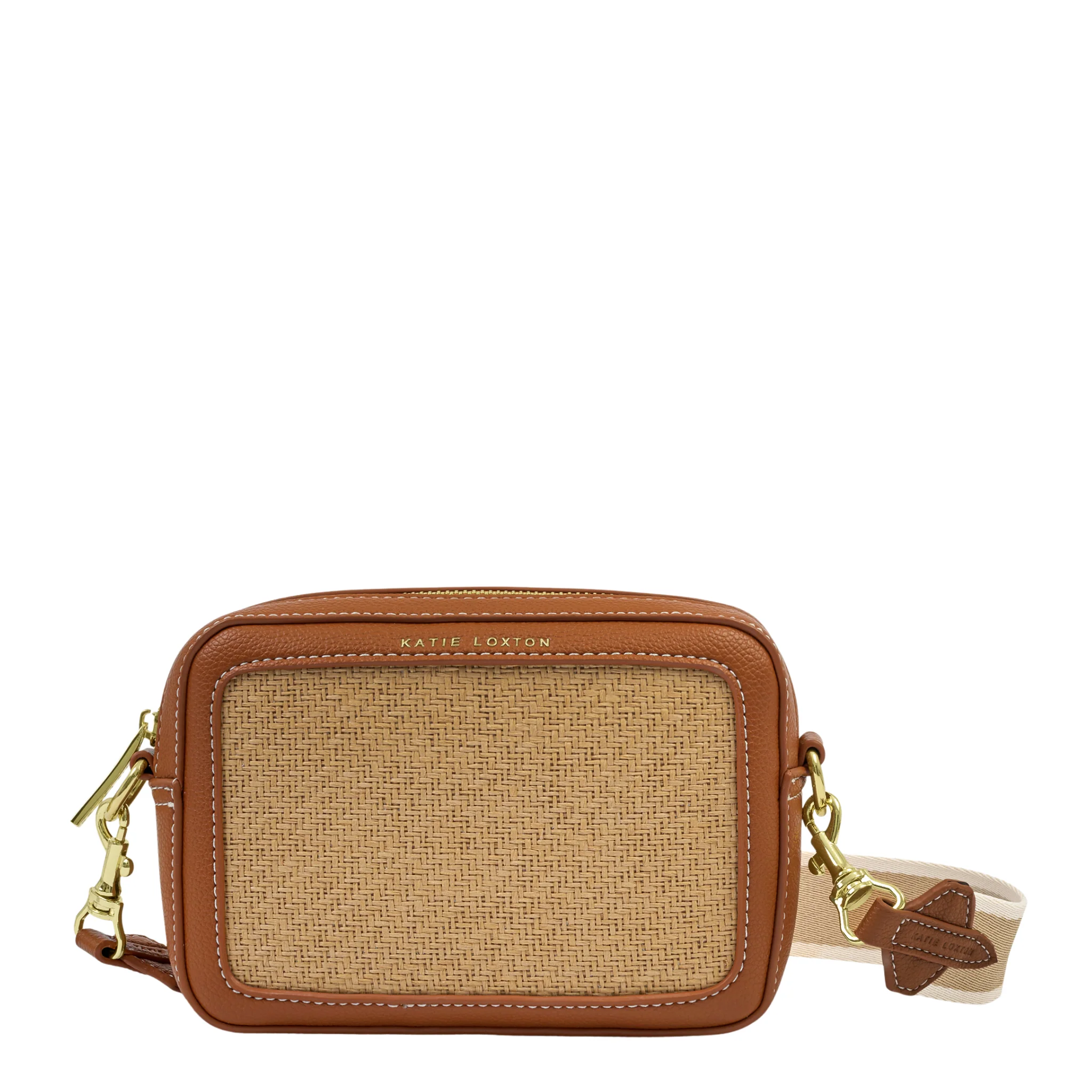 Womens Katie Loxton Natural Raffia/Cognac Avery Raffia Small Crossbody Bag - Image 2