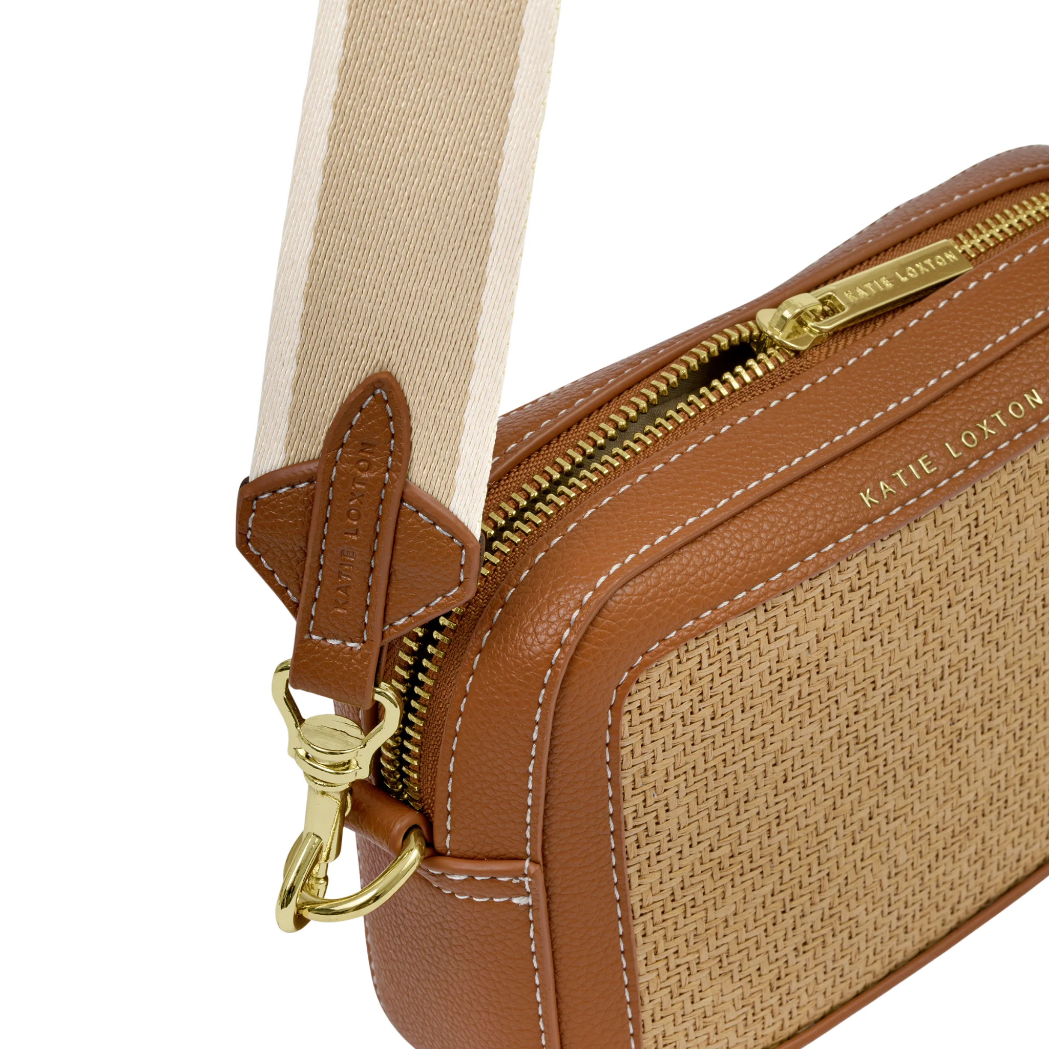 Womens Katie Loxton Natural Raffia/Cognac Avery Raffia Small Crossbody Bag - Image 4