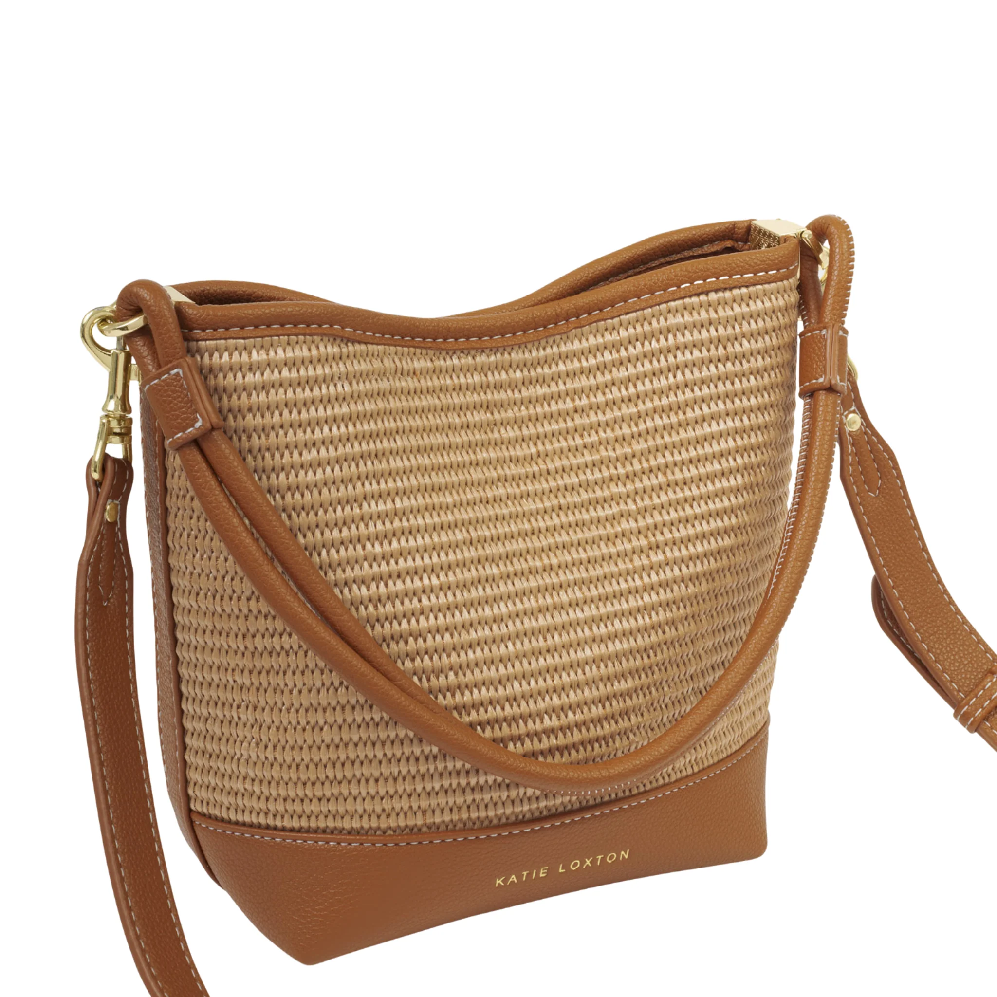 Womens Katie Loxton Natural Raffia/Cognac Sorrento Bucket Bag - Image 2