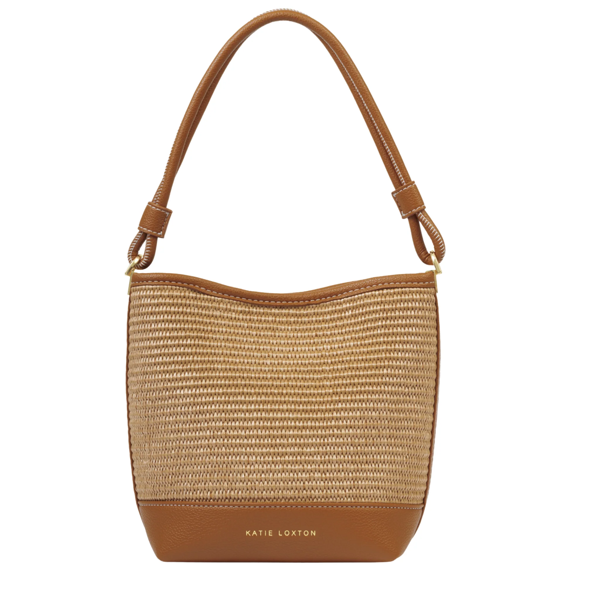 Womens Katie Loxton Natural Raffia/Cognac Sorrento Bucket Bag - Image 3
