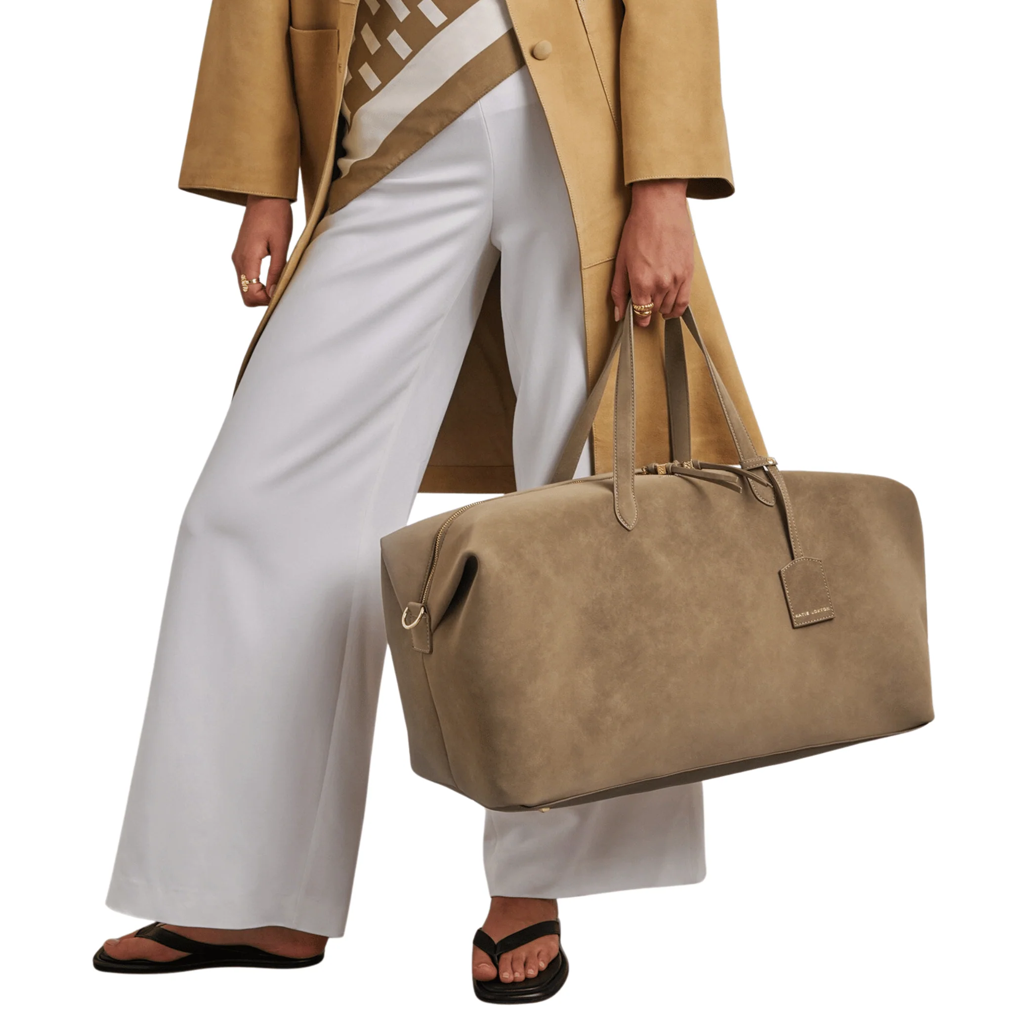Womens Katie Loxton Taupe Soho Suedette Weekend Bag - Image 2