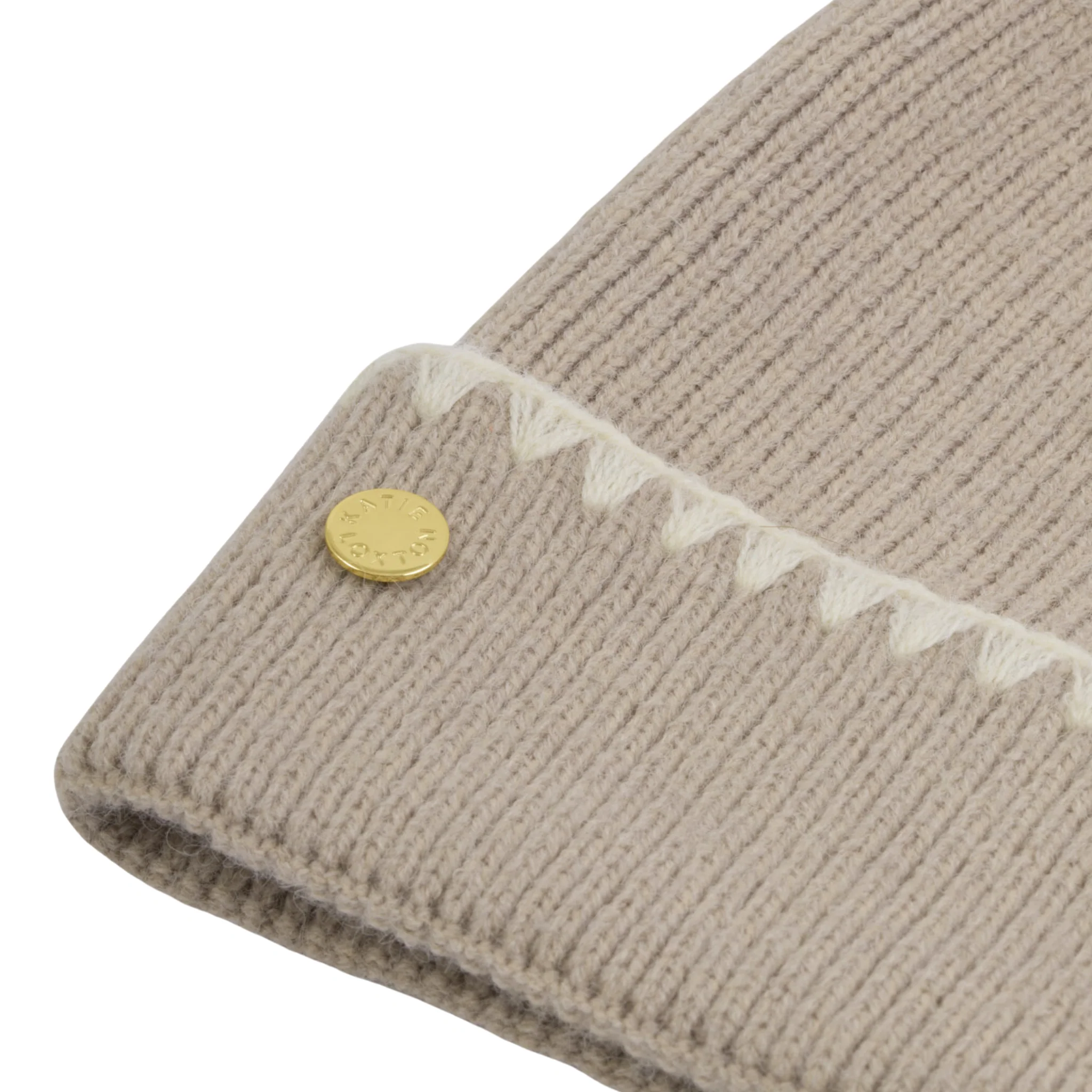 Womens Katie Loxton Taupe Whipstitch Knitted Hat - Image 3