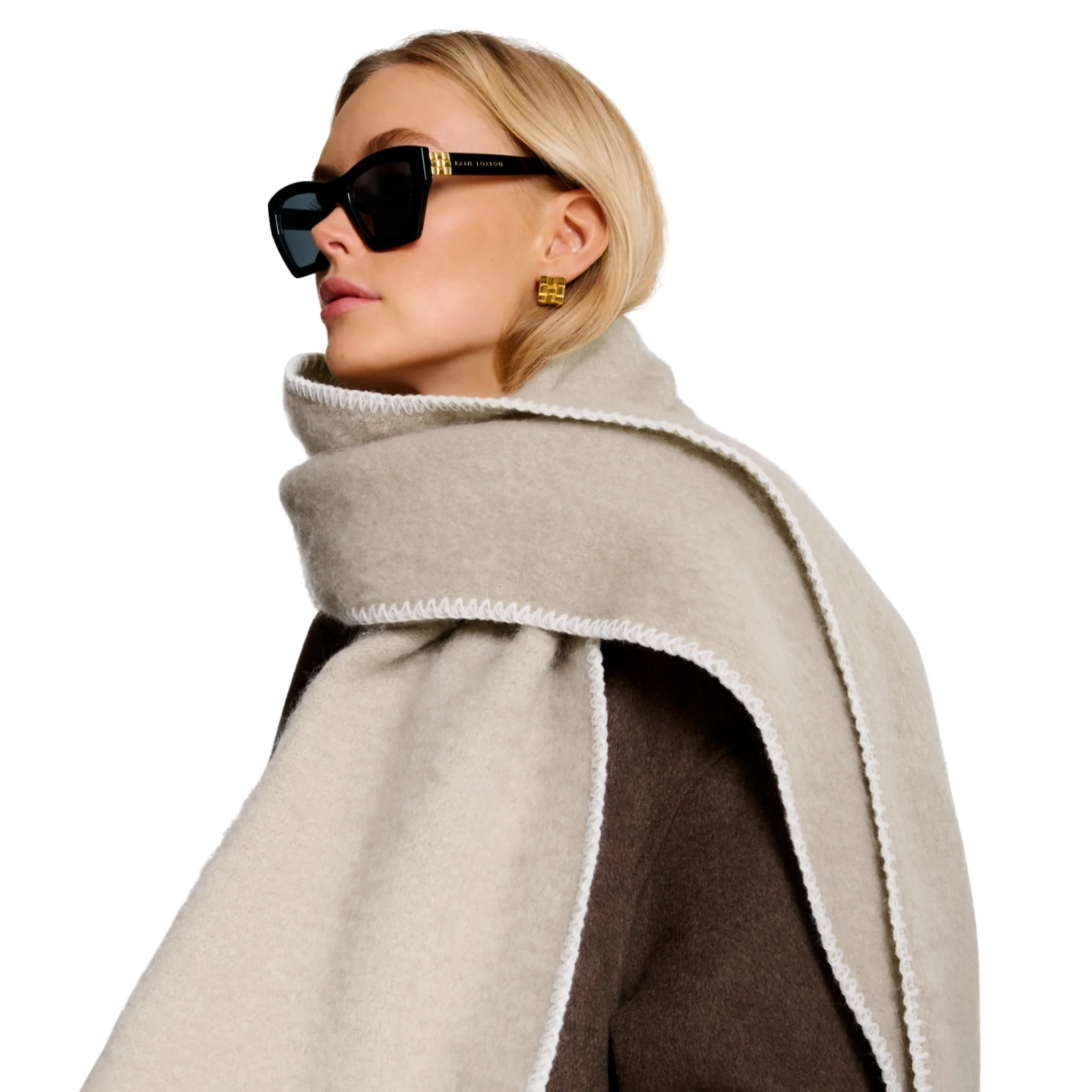 Womens Katie Loxton Taupe Whipstitch Scarf - Image 2