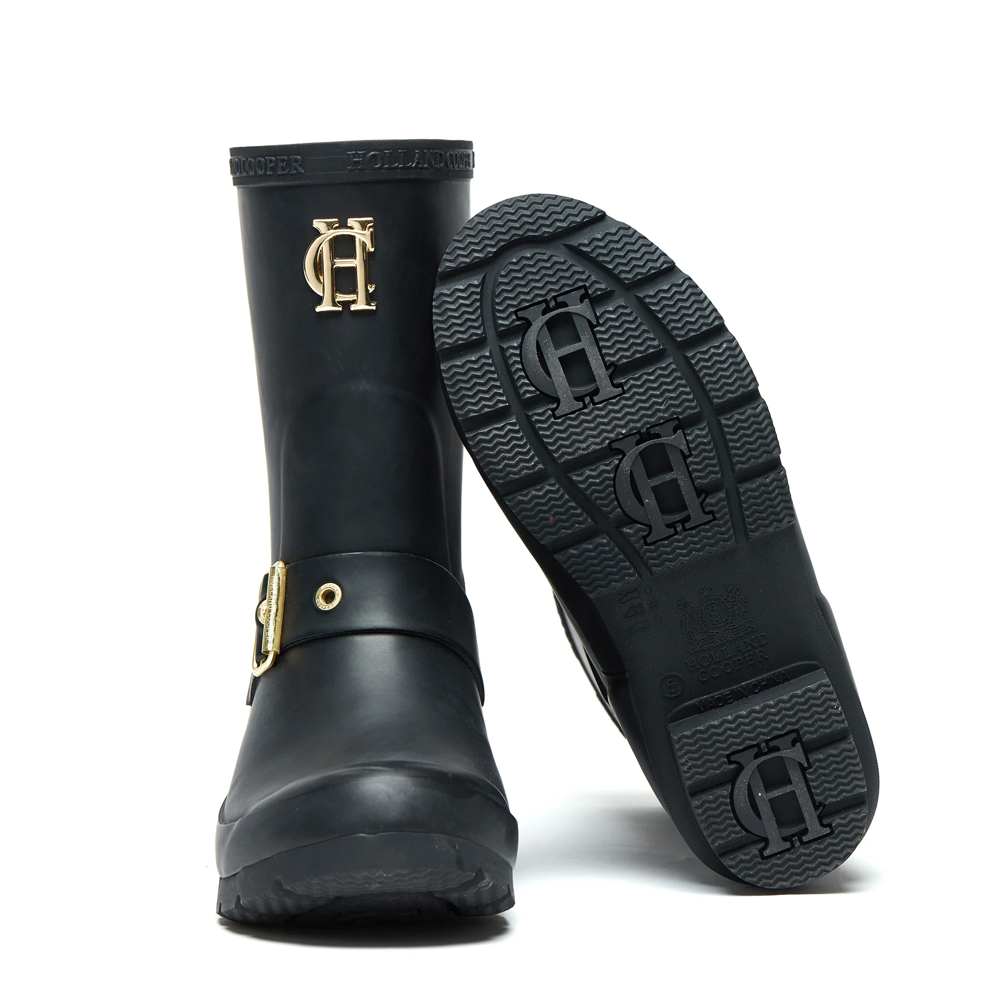 Womens Holland Cooper Matte Black Sherpa Lined Chelsea Wellington Boots - Image 4