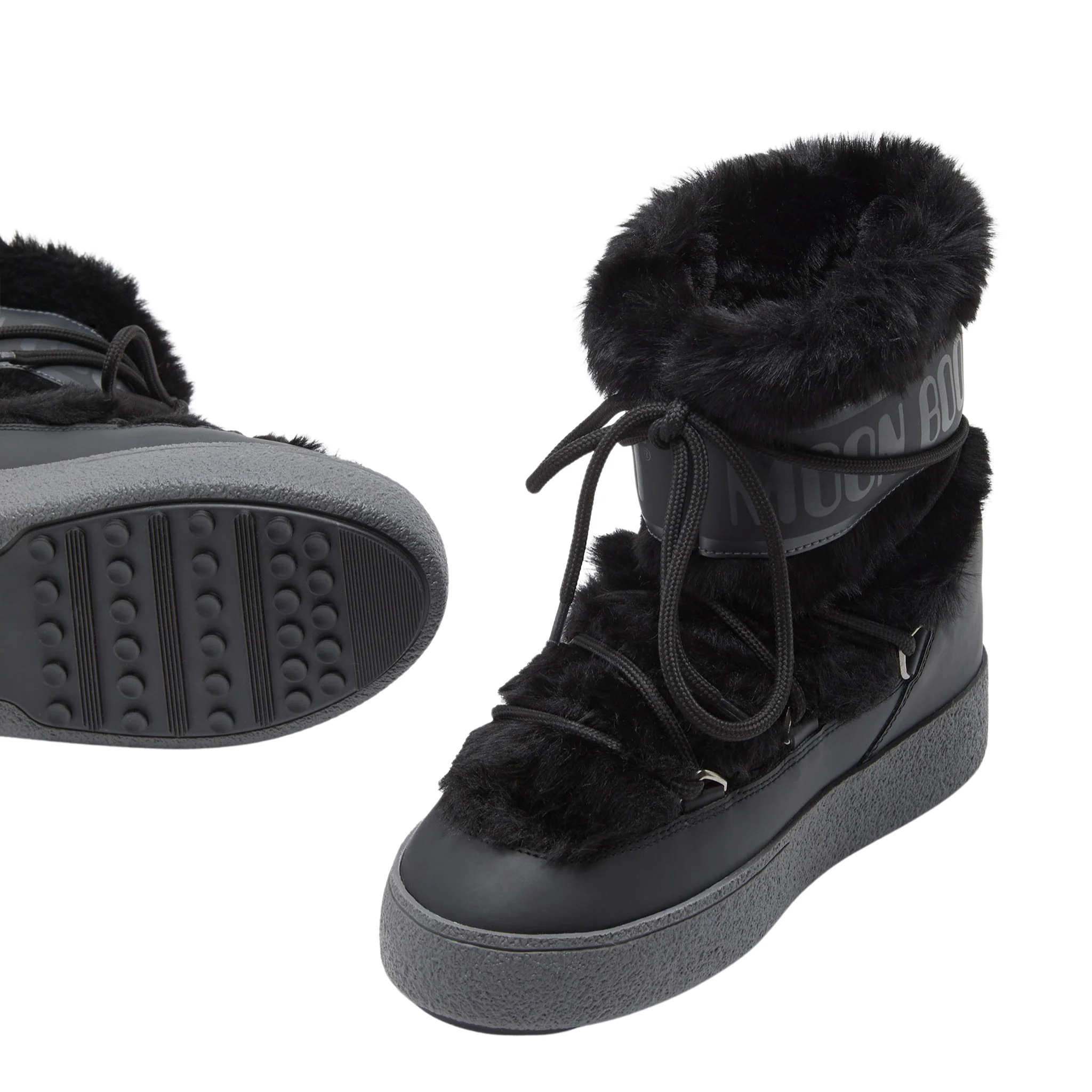 Womens Moon Boot Black LTRACK Faux Fur WP Boots - Image 3