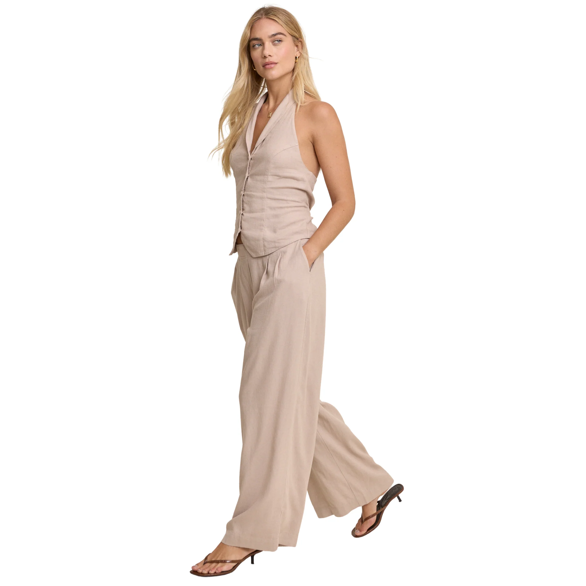 Womens Nobody's Child Beige Silsoe Wide Leg Trousers - Image 3