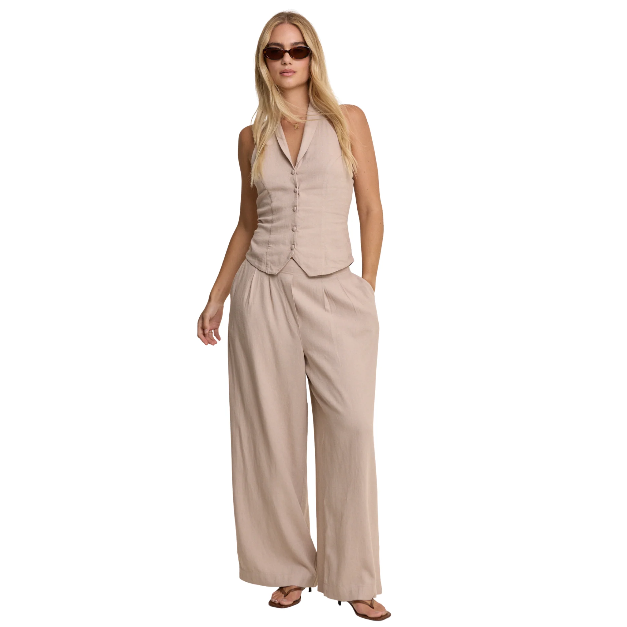 Womens Nobody's Child Beige Silsoe Wide Leg Trousers - Image 4
