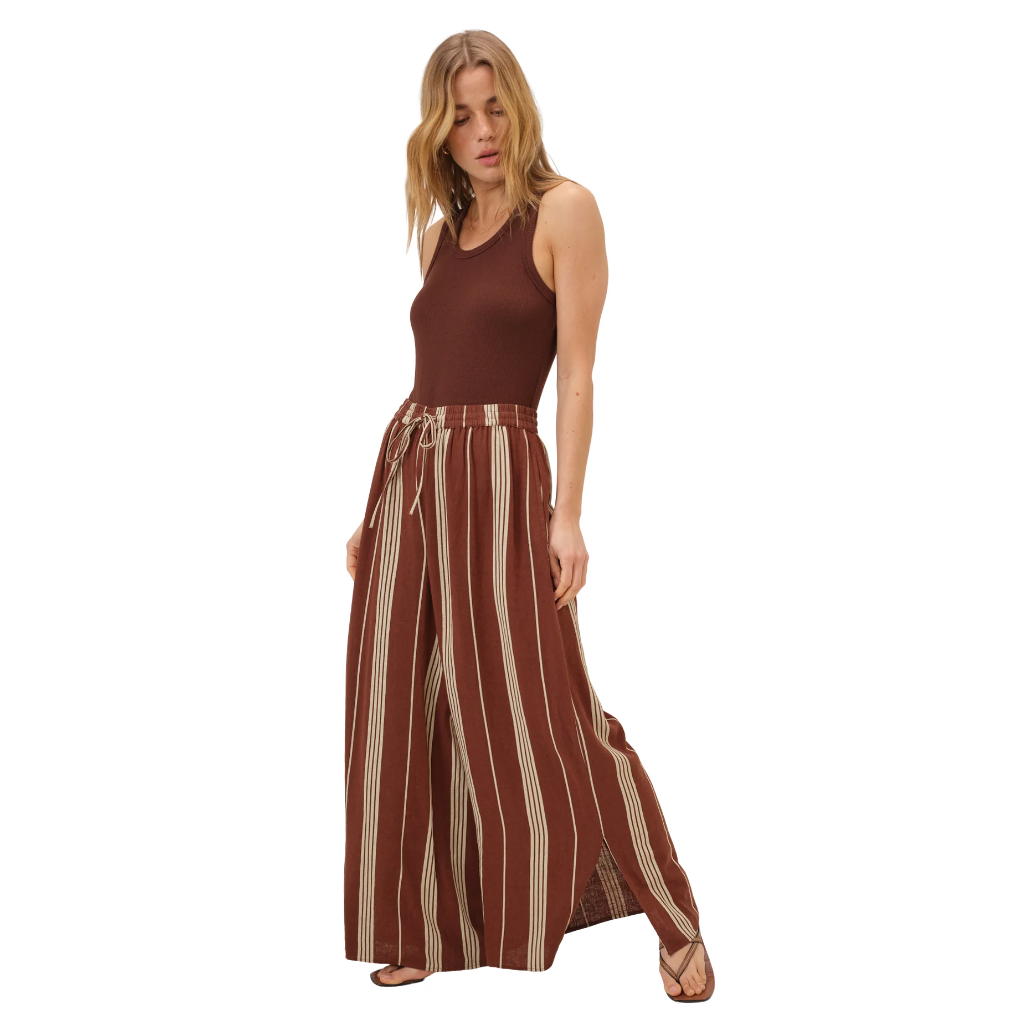 Womens Nobody's Child Brown Stripe Elstow Split Trousers - Image 5
