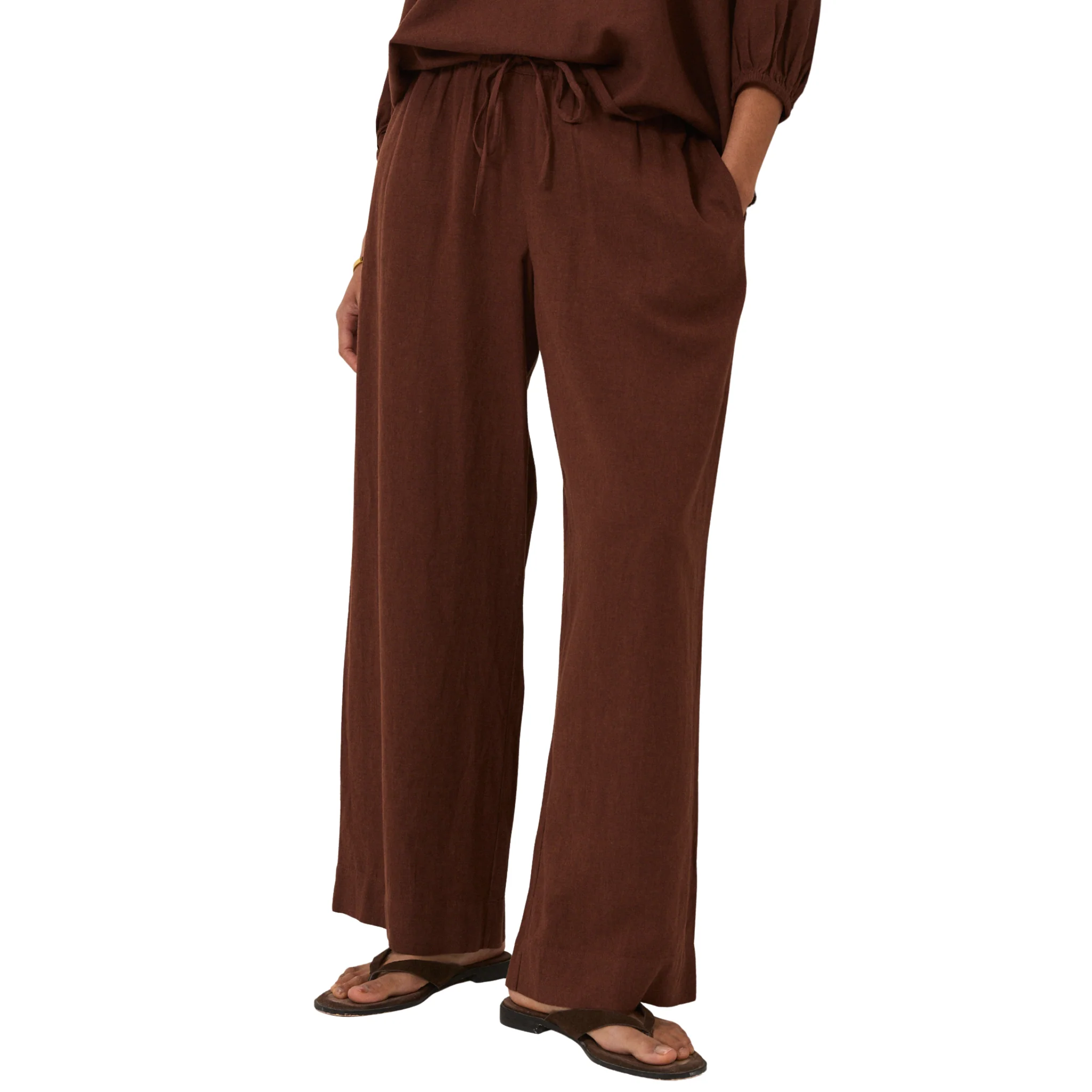 Womens Nobody's Child Brown Tadlow Linen Trousers - Image 3