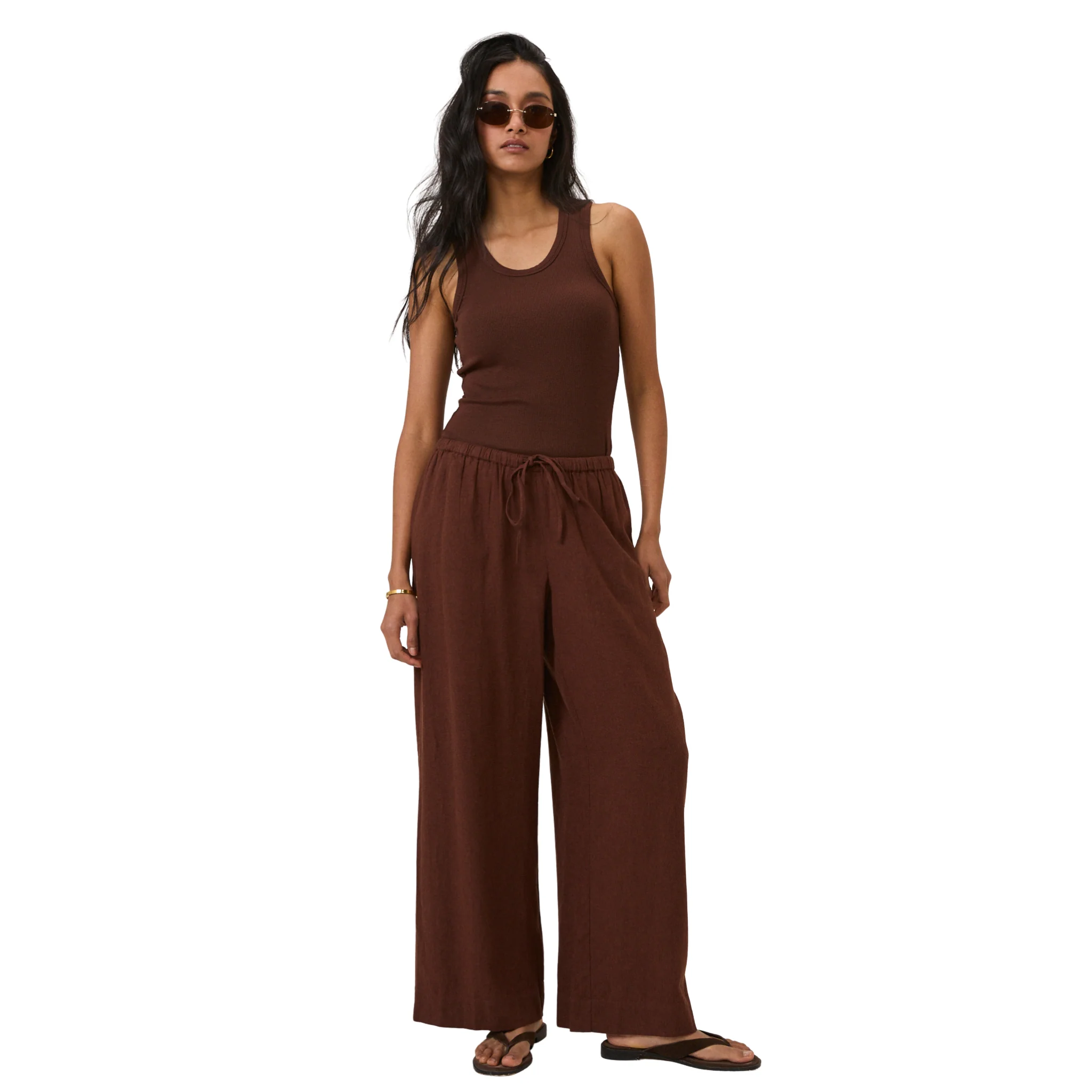 Womens Nobody's Child Brown Tadlow Linen Trousers - Image 5