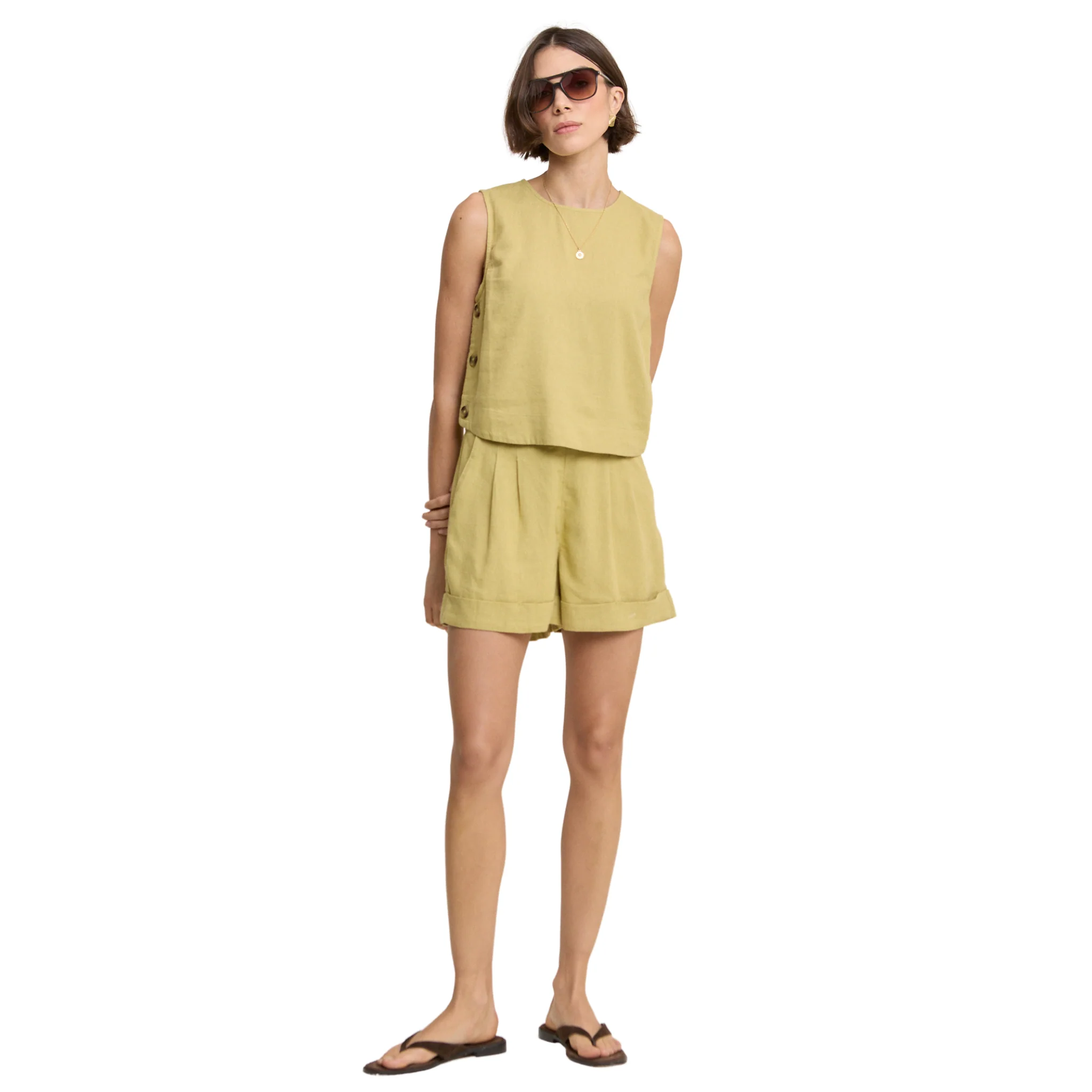 Womens Nobody's Child Green Dew Button Side Top - Image 5