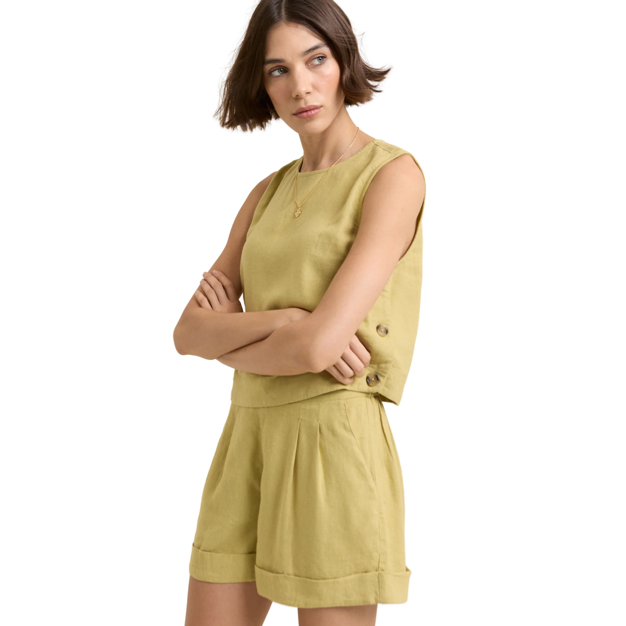 Womens Nobody's Child Green Dew Button Side Top - Image 6
