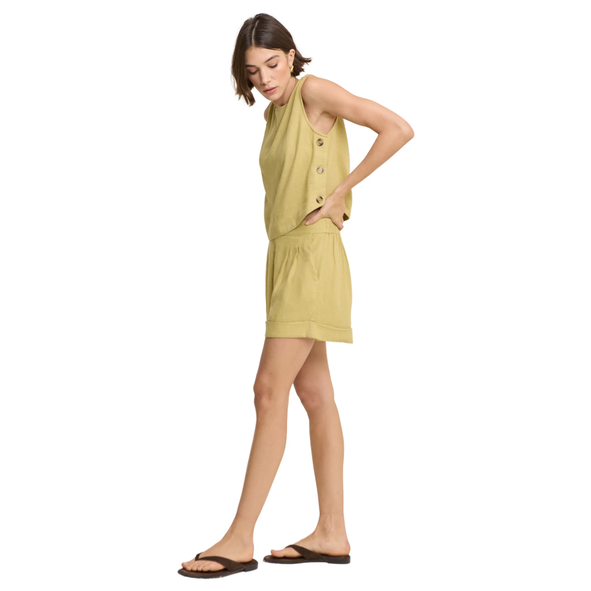 Womens Nobody's Child Green Dew Button Side Top - Image 7