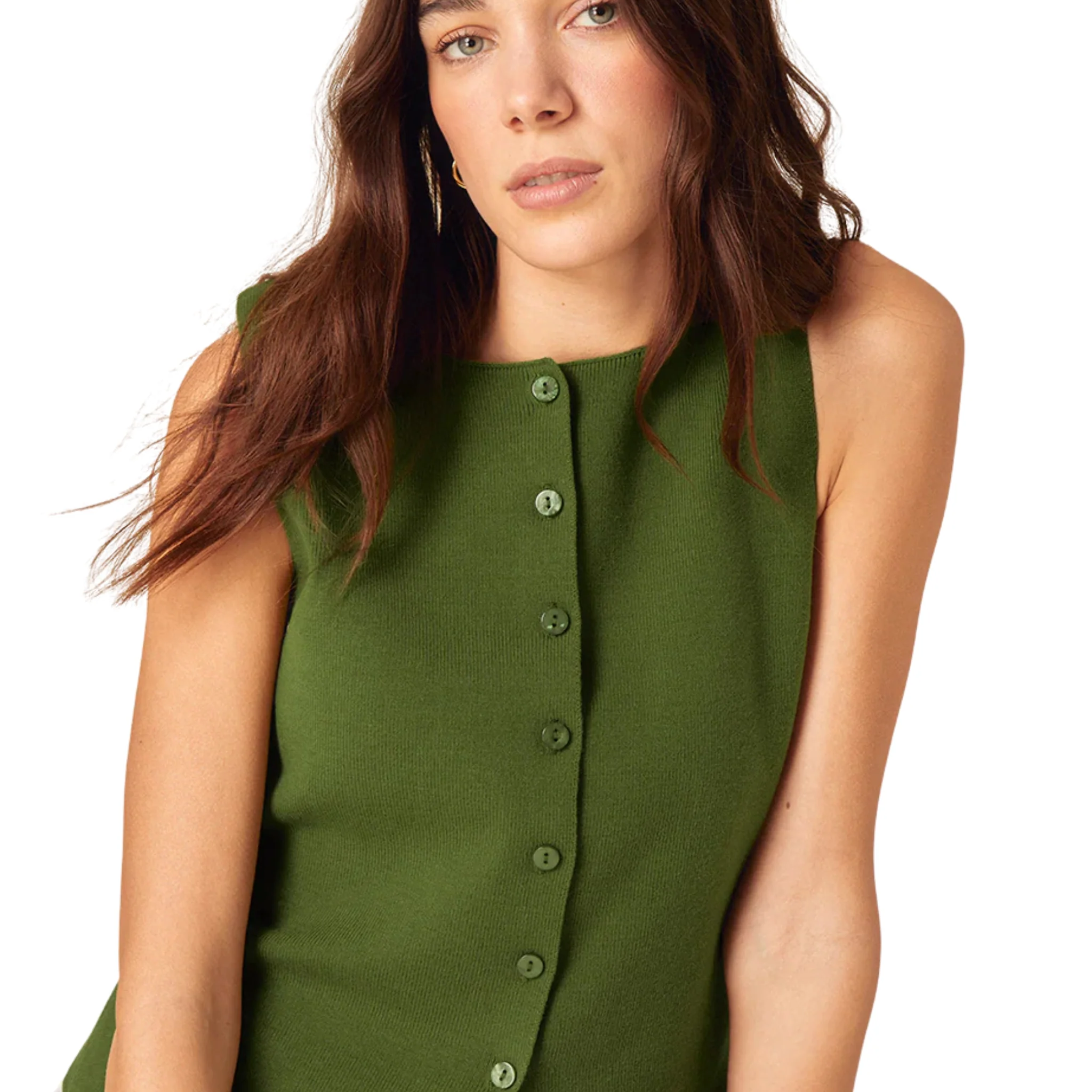 Womens Nobody's Child Green Fine Knitted Waistcoat - Image 2