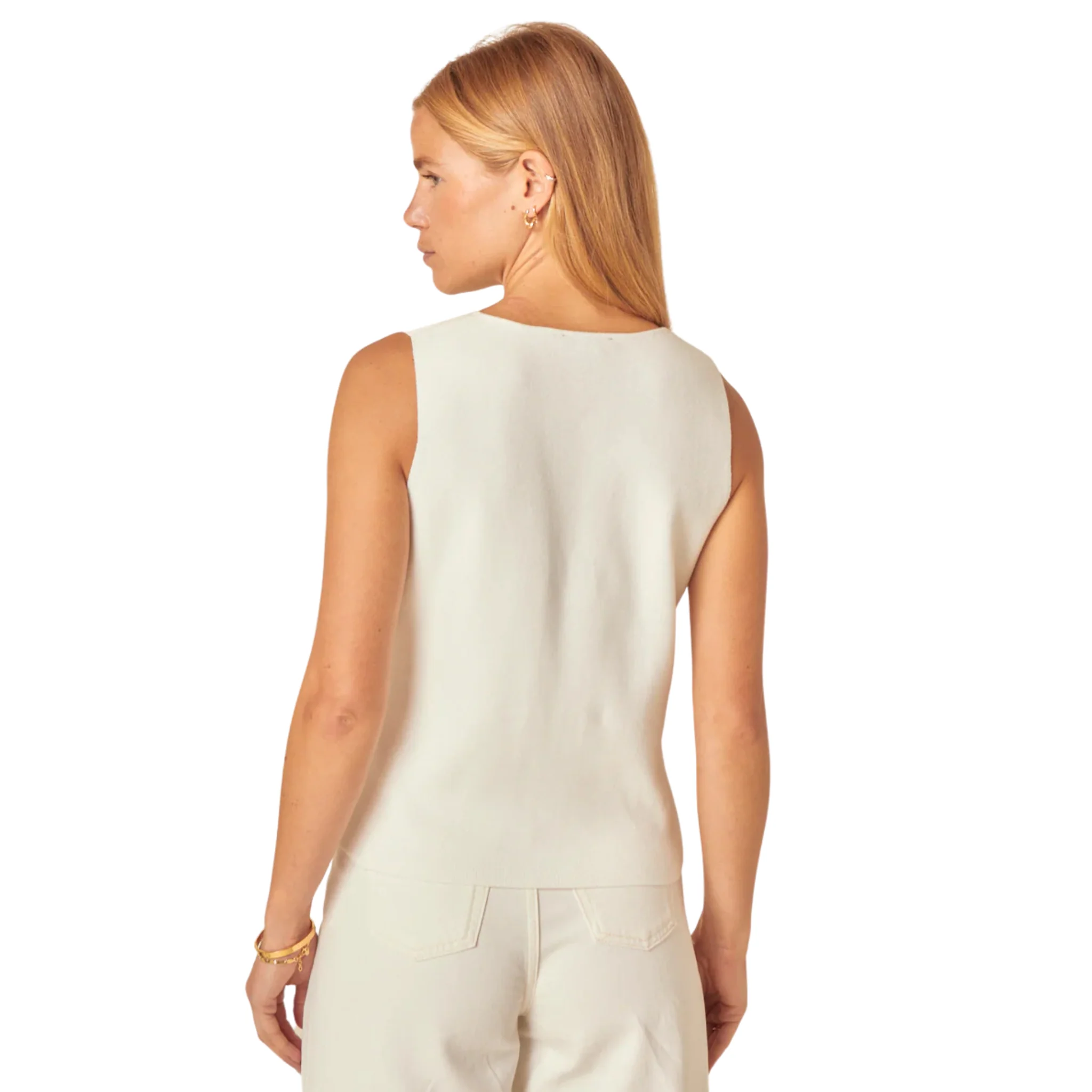 Womens Nobody's Child White Fine Knitted Waistcoat - Image 4