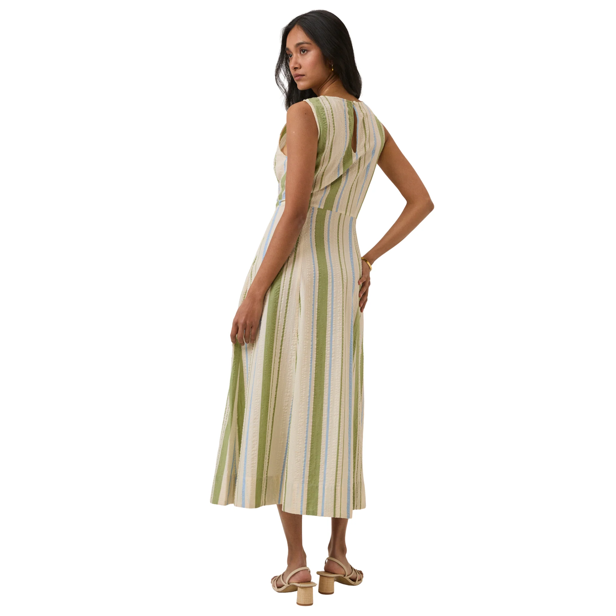 Womens Nobody's Child White/Green Stripe Cedar Midi Dress - Image 5