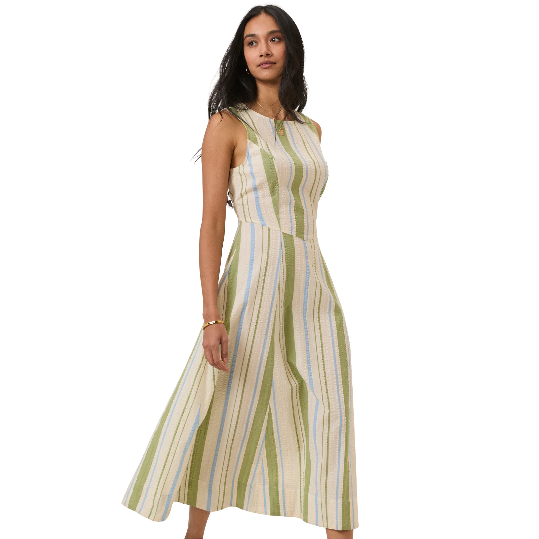 Womens Nobody's Child White/Green Stripe Cedar Midi Dress - Image 6