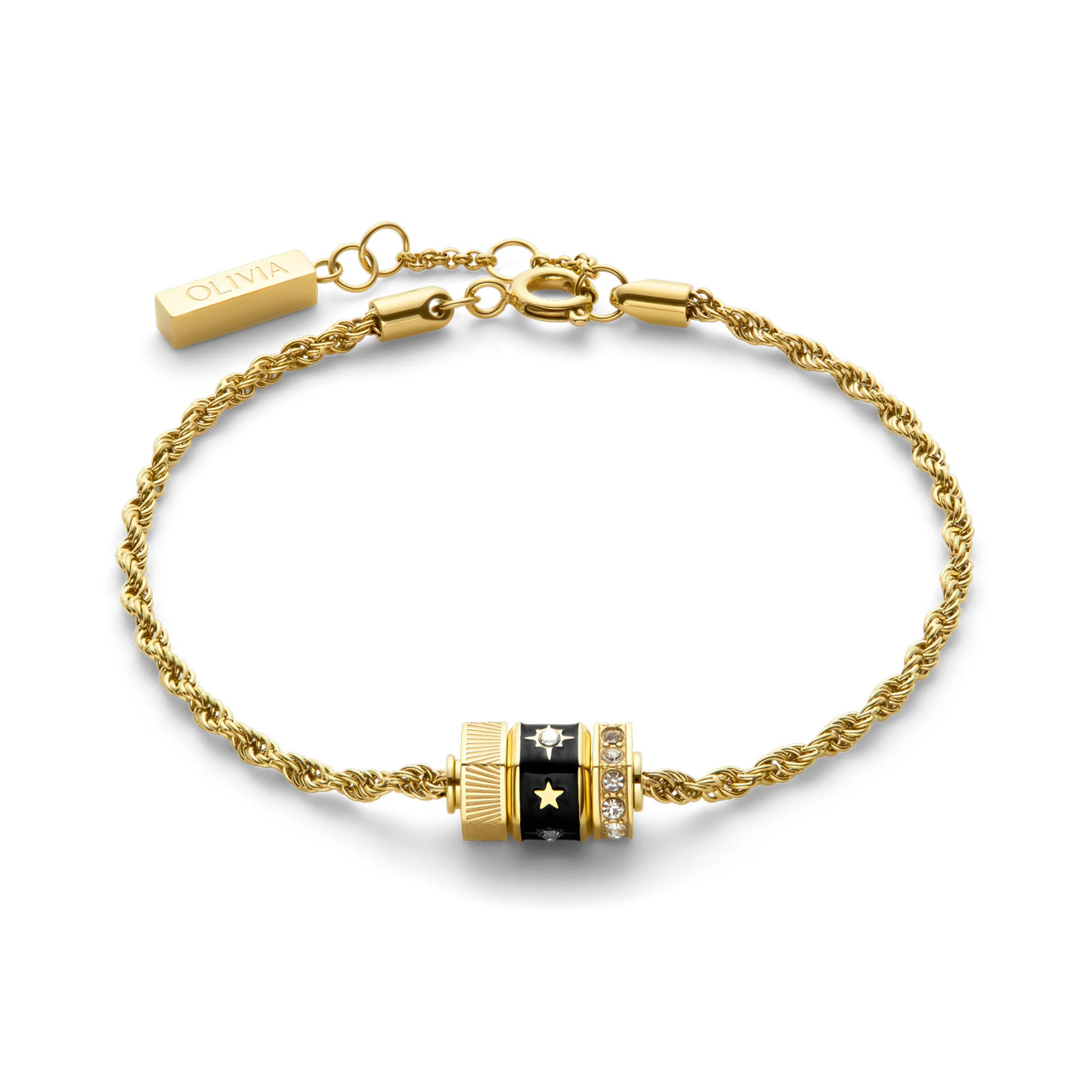 Womens Olivia Burton Gold/Black Bead Charms Bracelet - Image 2