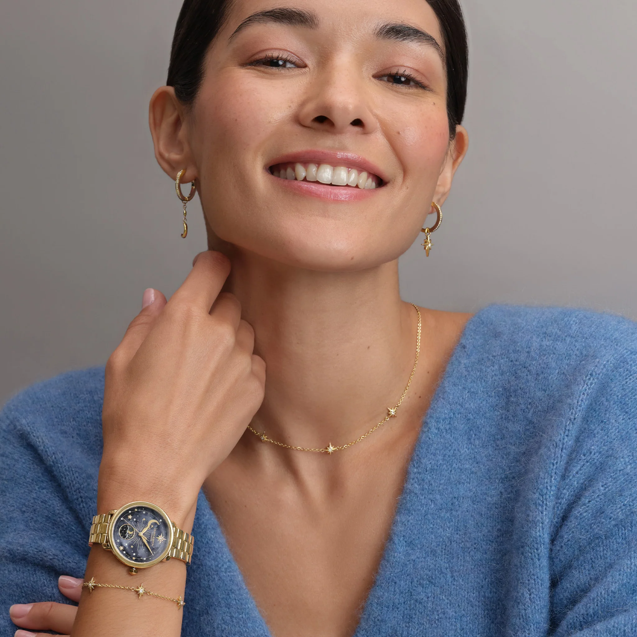 Womens Olivia Burton Gold/Black Moonphase Bracelet Watch - Image 6