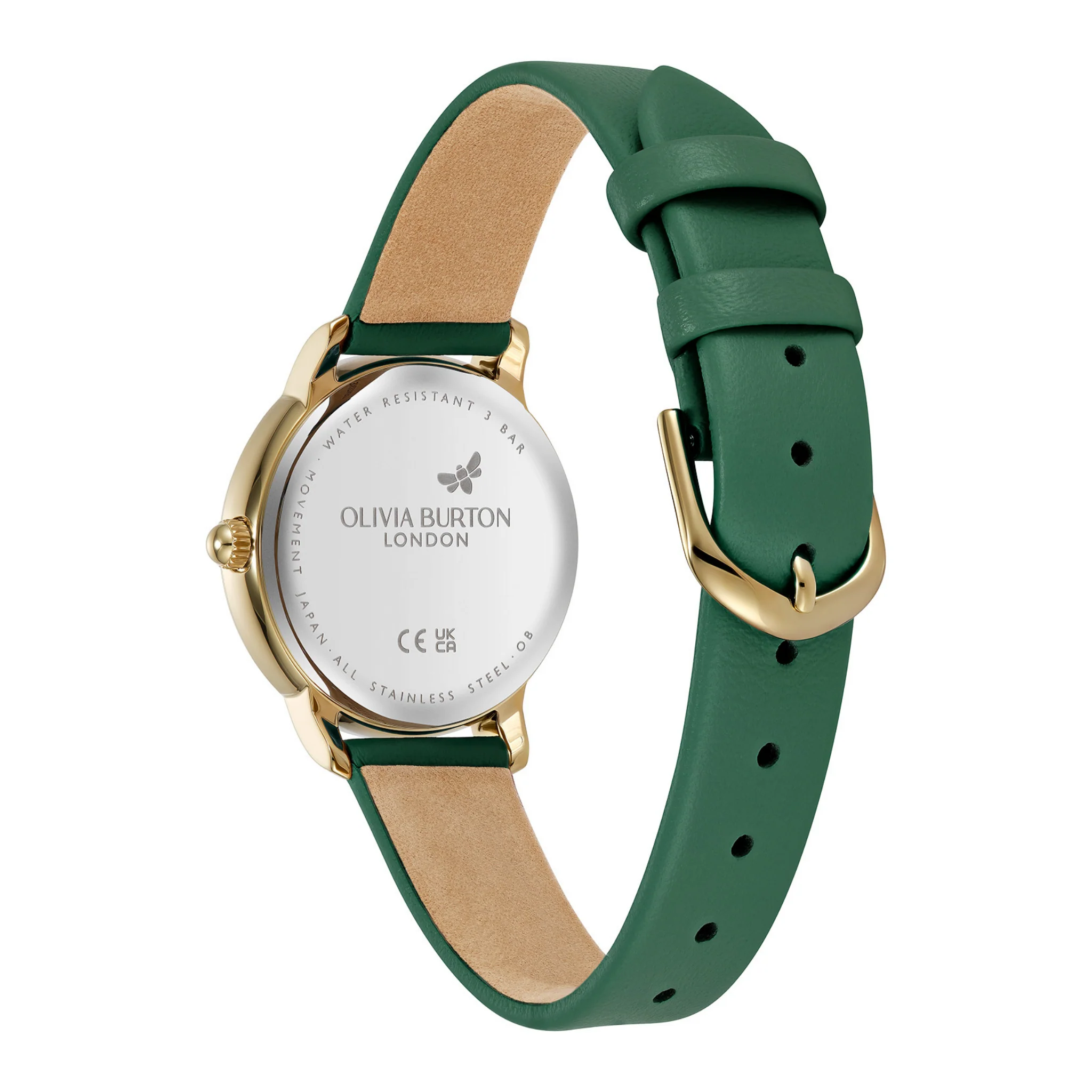 Womens Olivia Burton Gold/Deep Green Westbourne Leather Strap Watch - Image 4