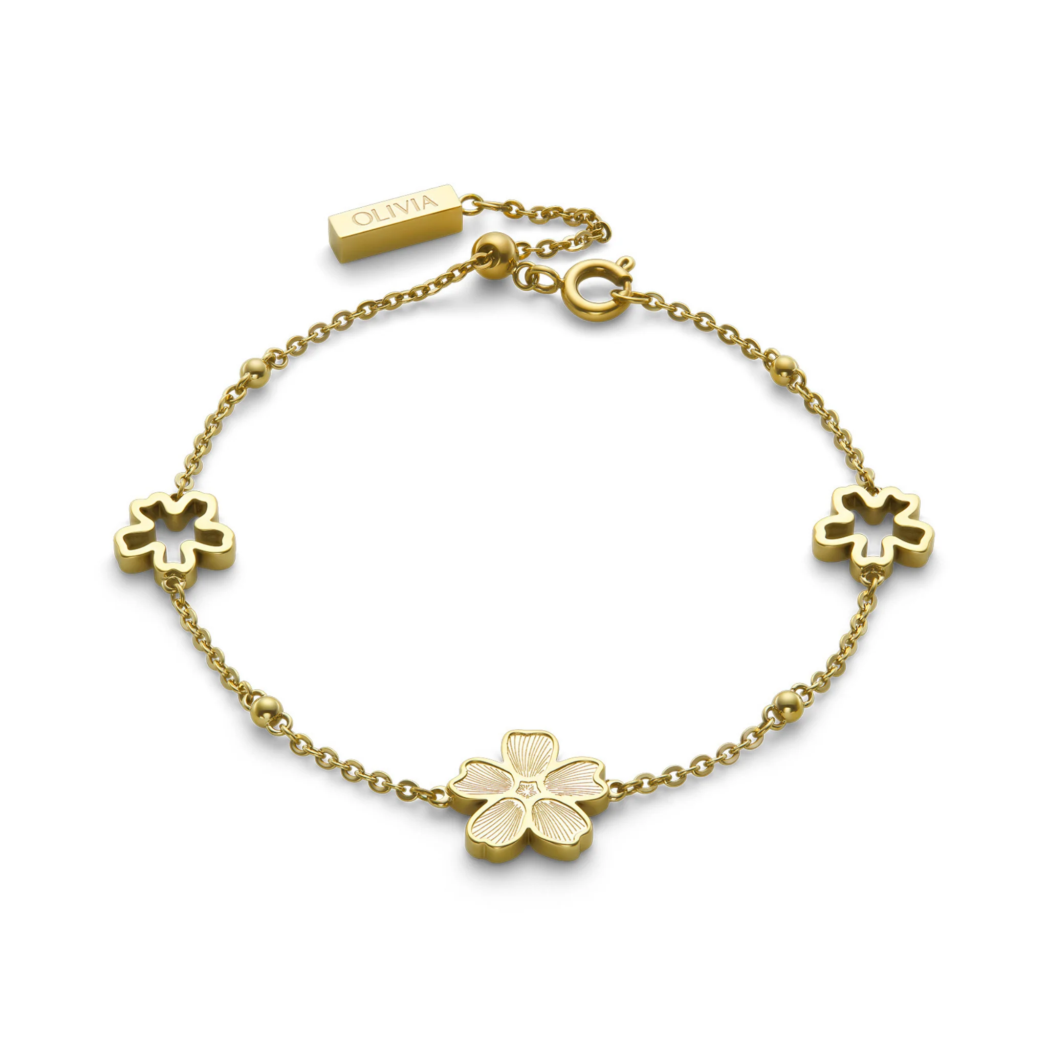 Womens Olivia Burton Gold Floral Forget Me Not Bracelet - Image 2