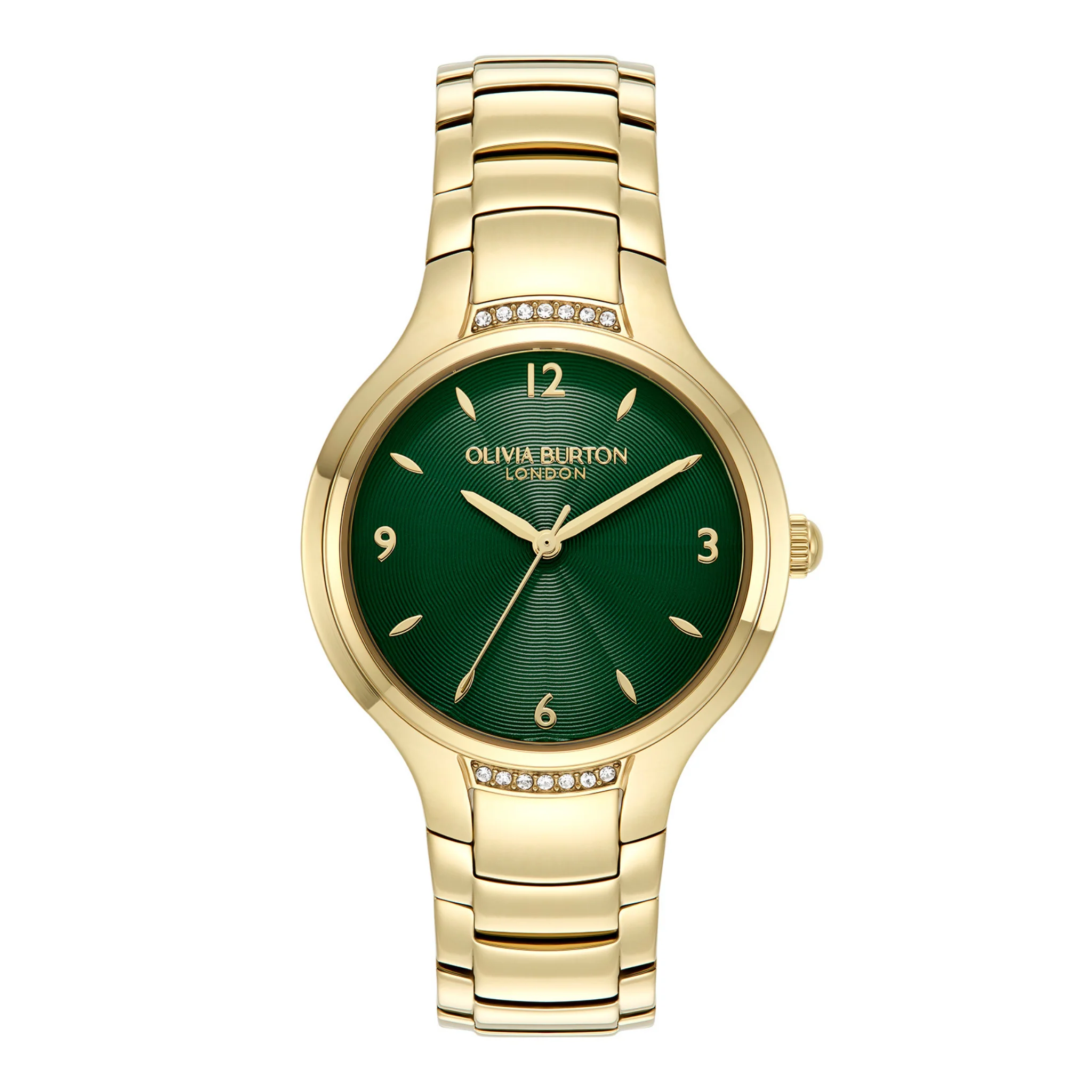 Womens Olivia Burton Gold/Forest Green Watch & Interlock Bracelet Gift Set - Image 2
