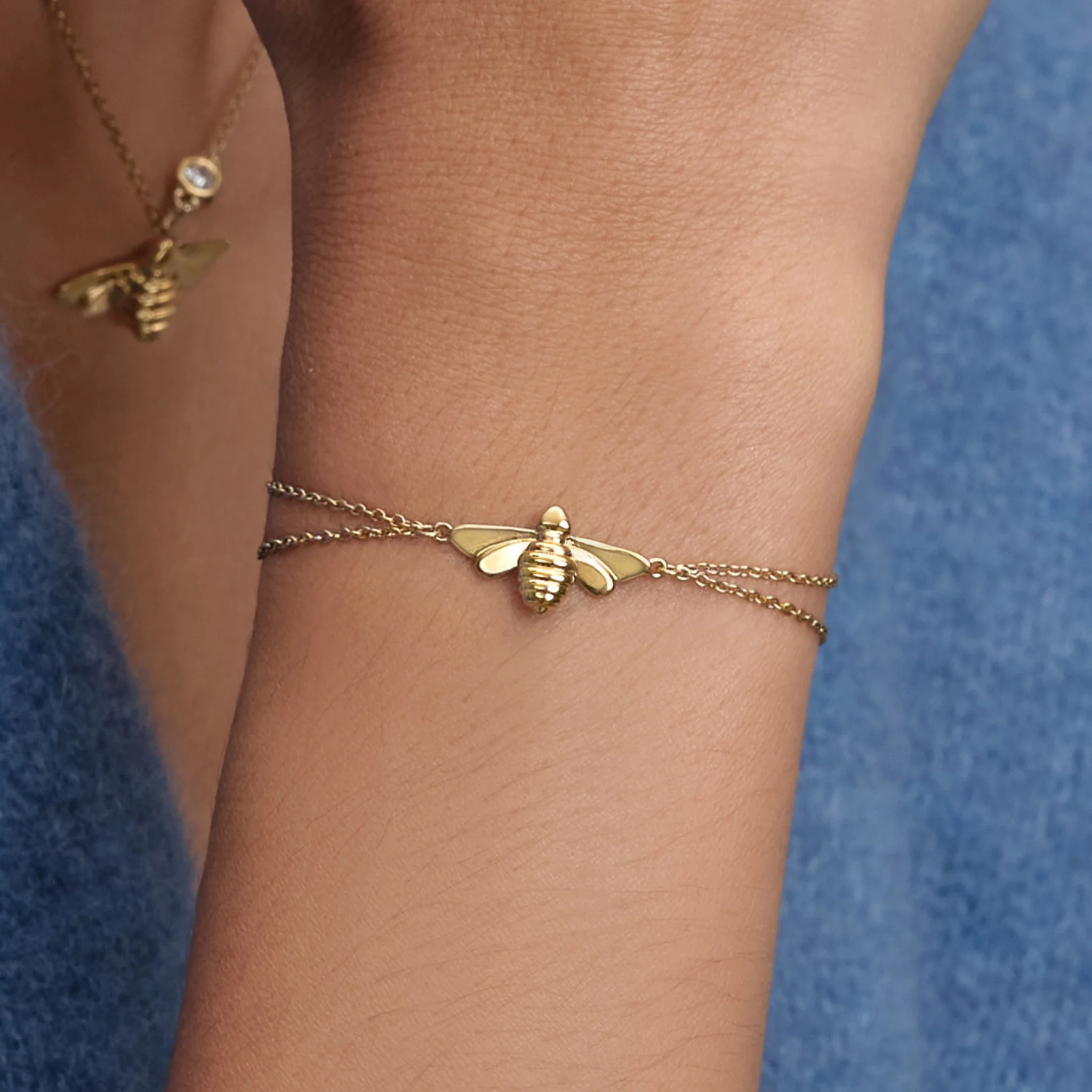 Womens Olivia Burton Gold Honey Bee Layered Bracelet - Image 4
