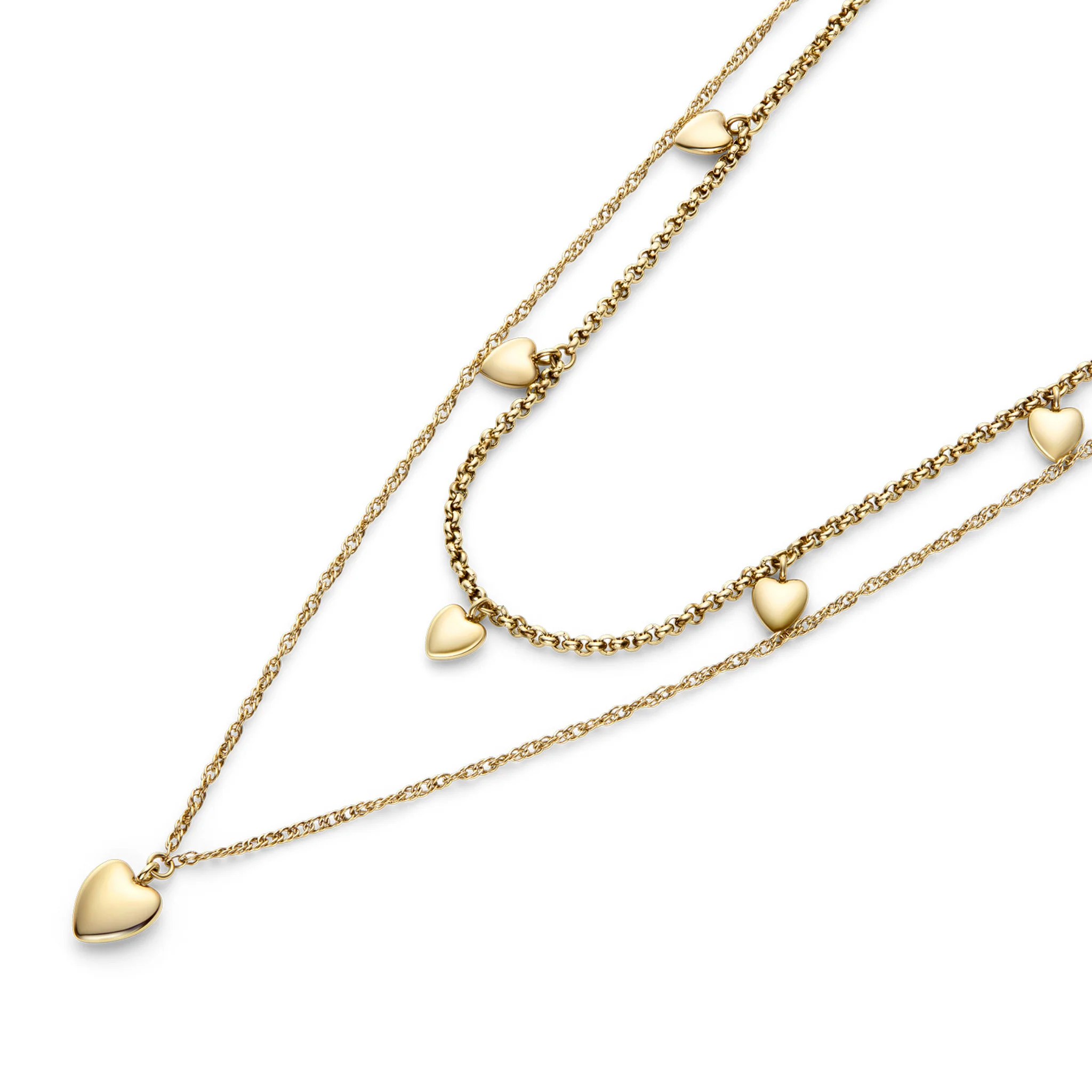 Womens Olivia Burton Gold Layered Mini Hearts Necklace - Image 3