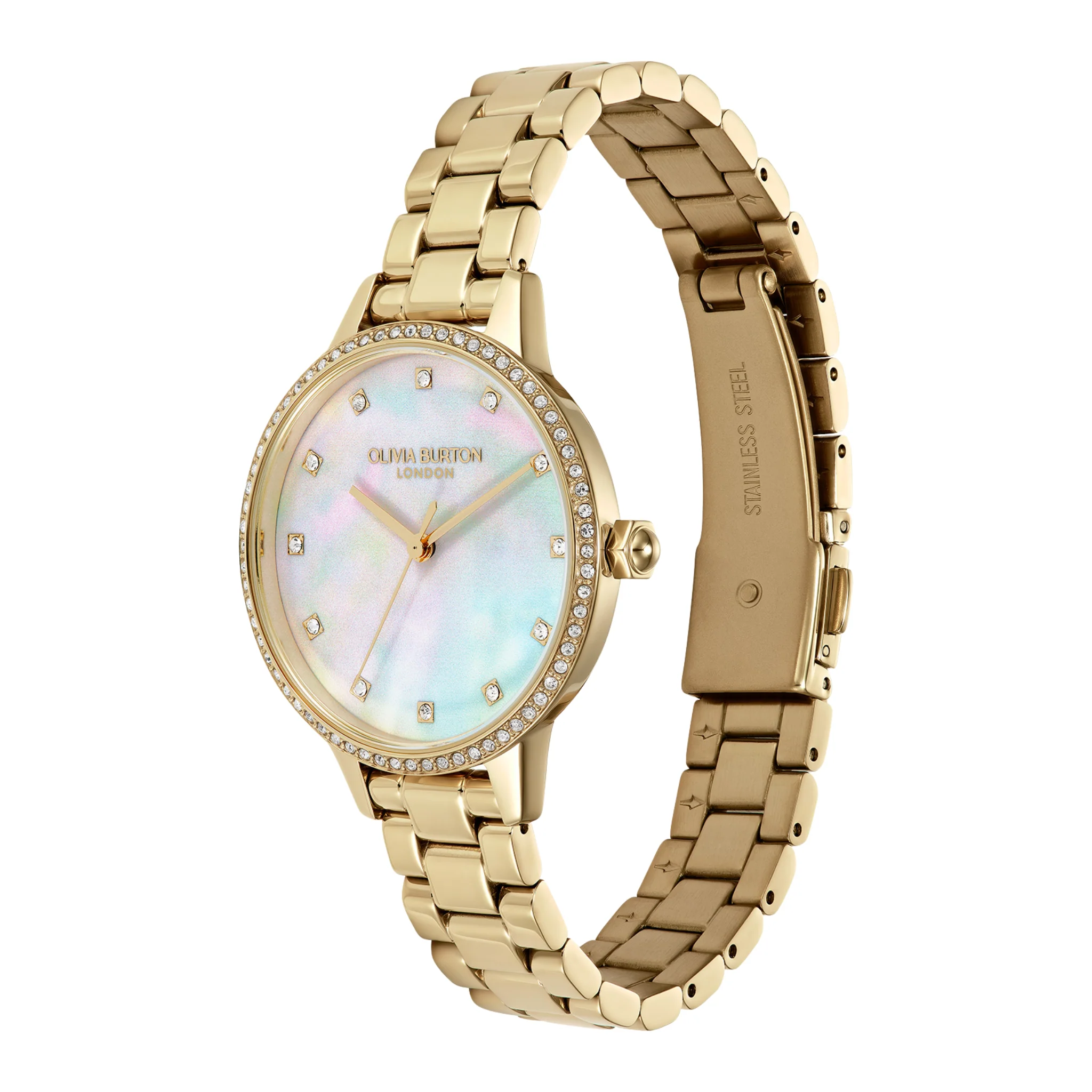 Womens Olivia Burton Gold/Pearlized Dial Captivate Bracelet Watch - Image 2